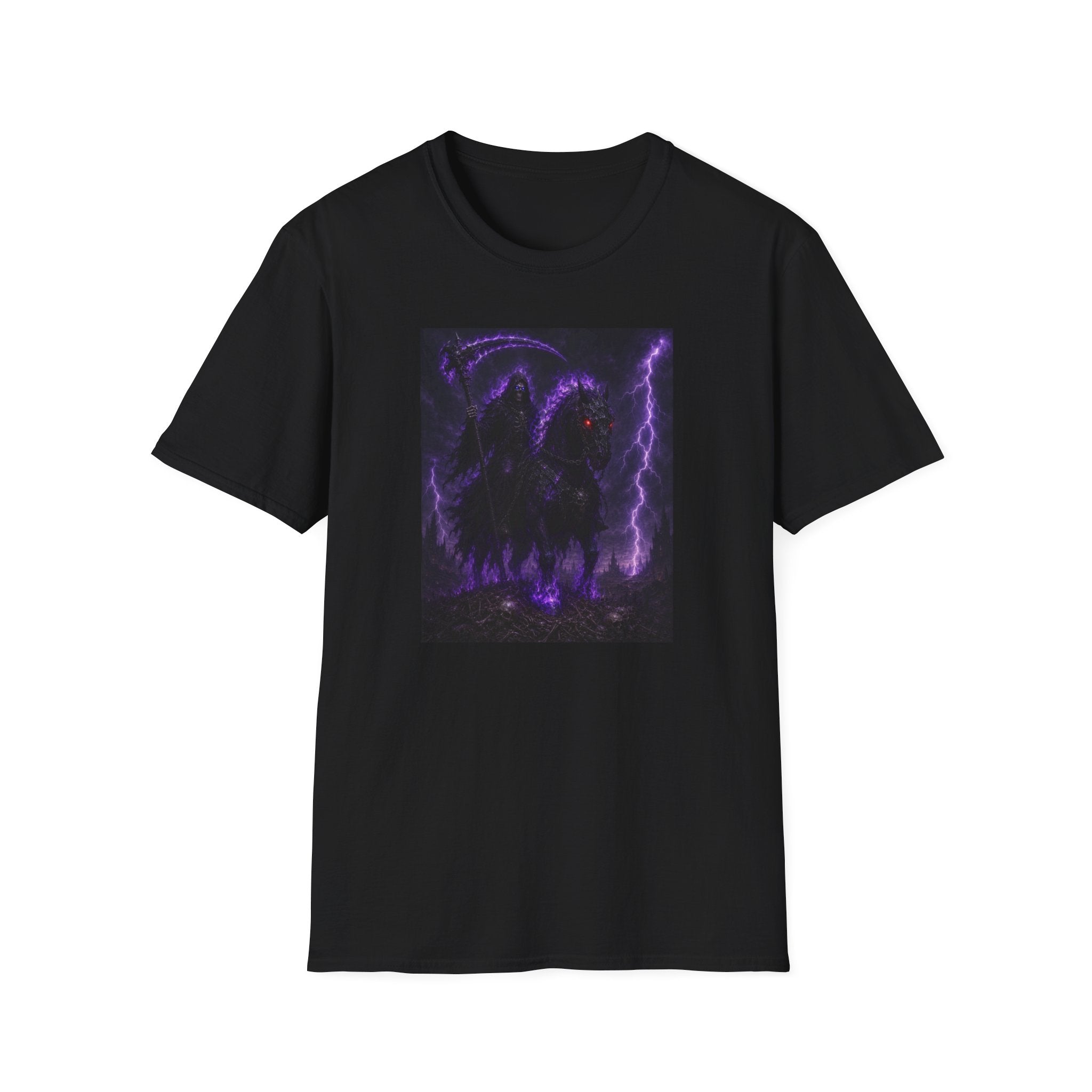 Grim Reaper T-Shirt — Purple Neon Death Rider Tee