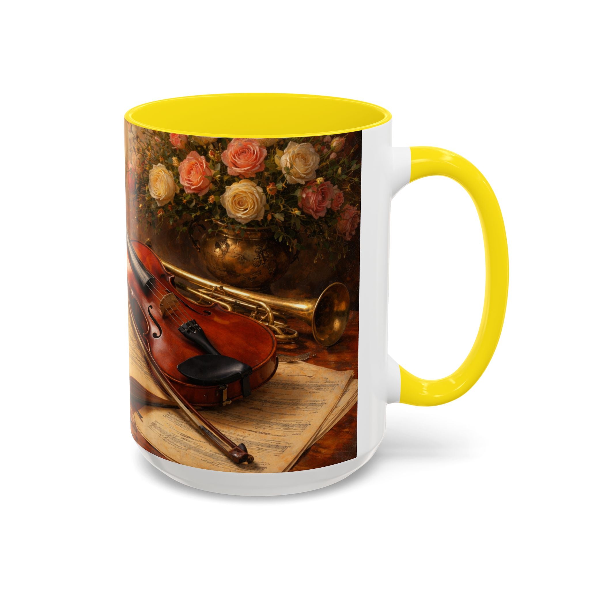 Classical Music Coffee Mug – Classical Music Floral Design (11/15 oz)