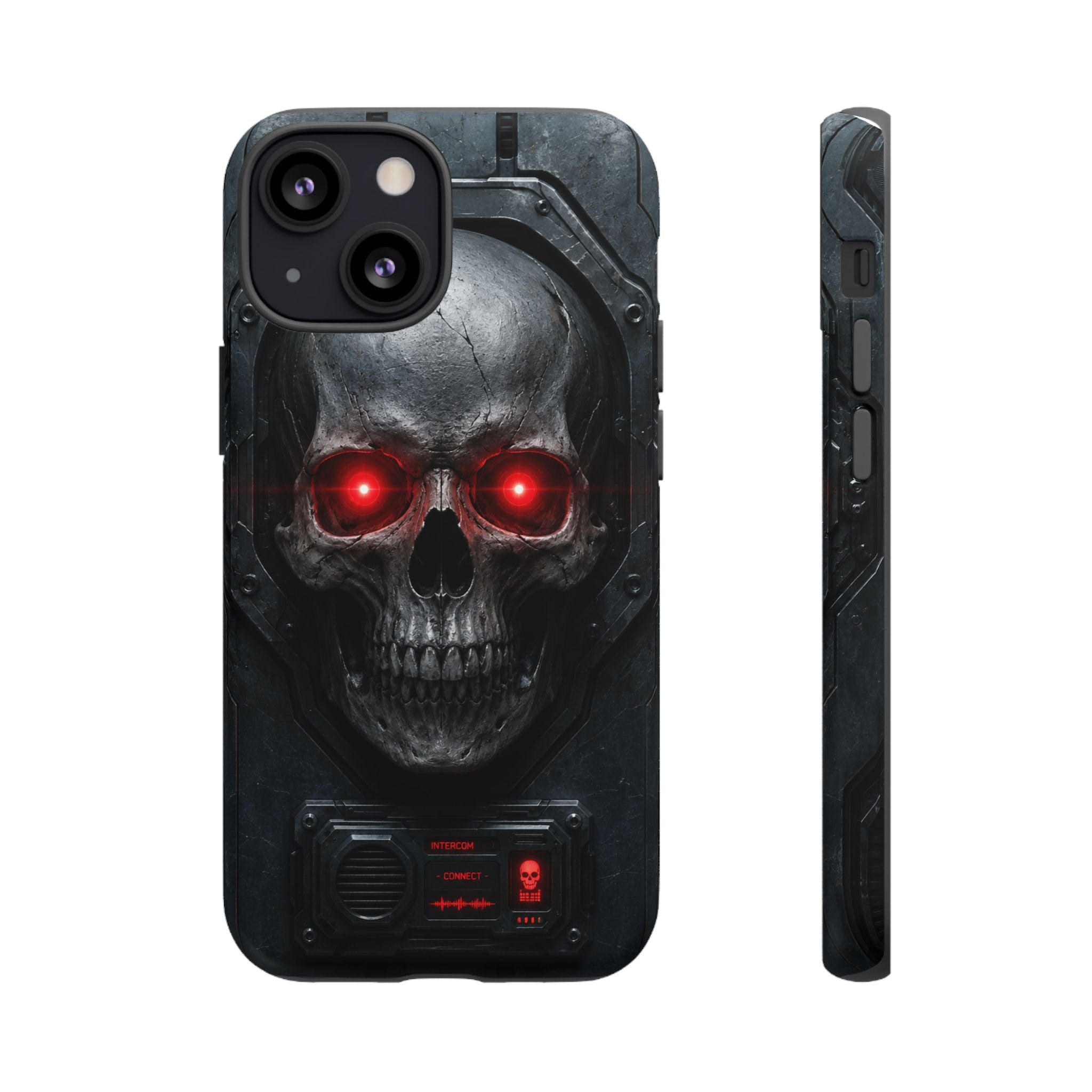 Skull Sentinel Phone Case — Red-Eyed Tactical Skull Protective Case