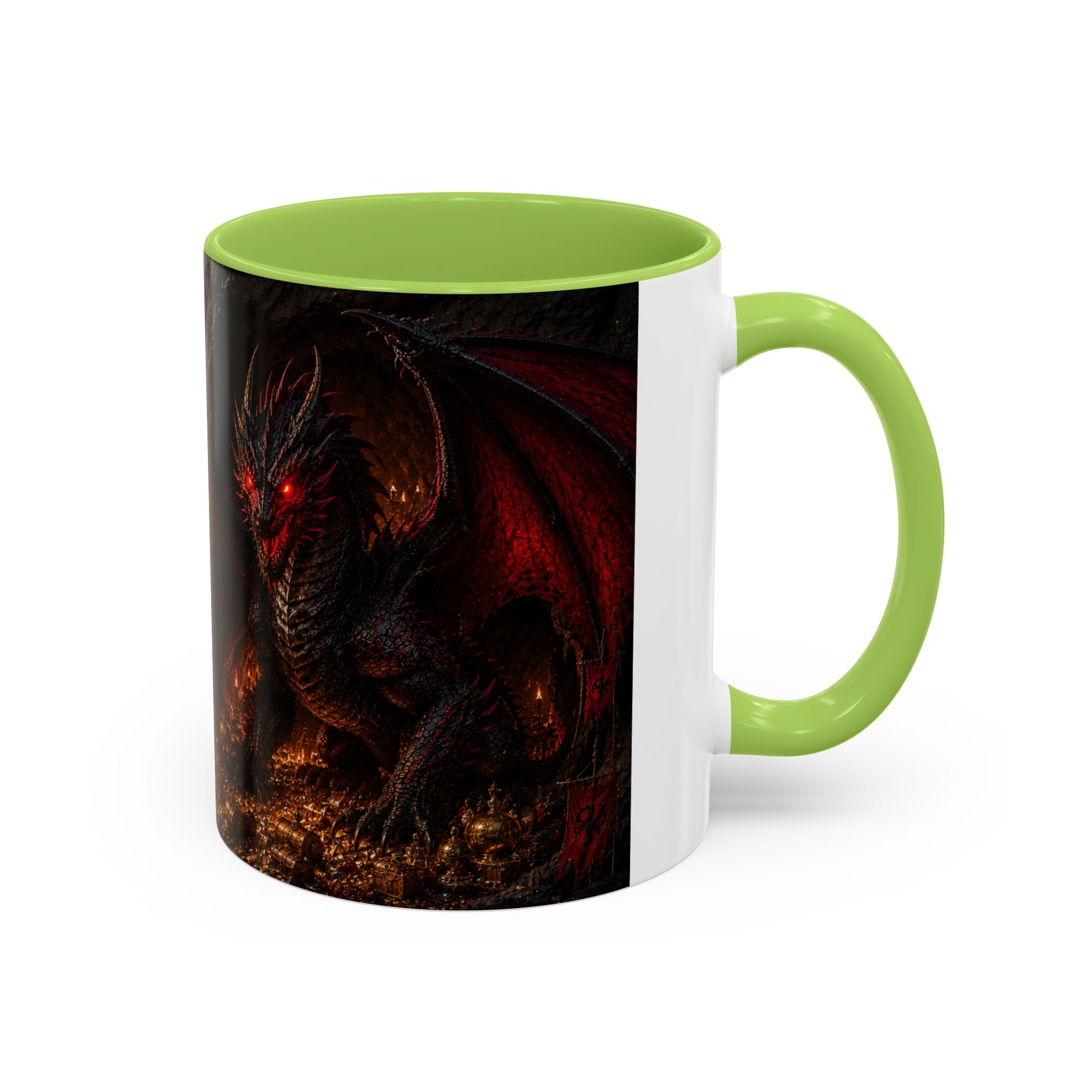 Dragon Coffee Mug — Dark Fantasy Red-Eyed Dragon Accent Mug (11/15oz)