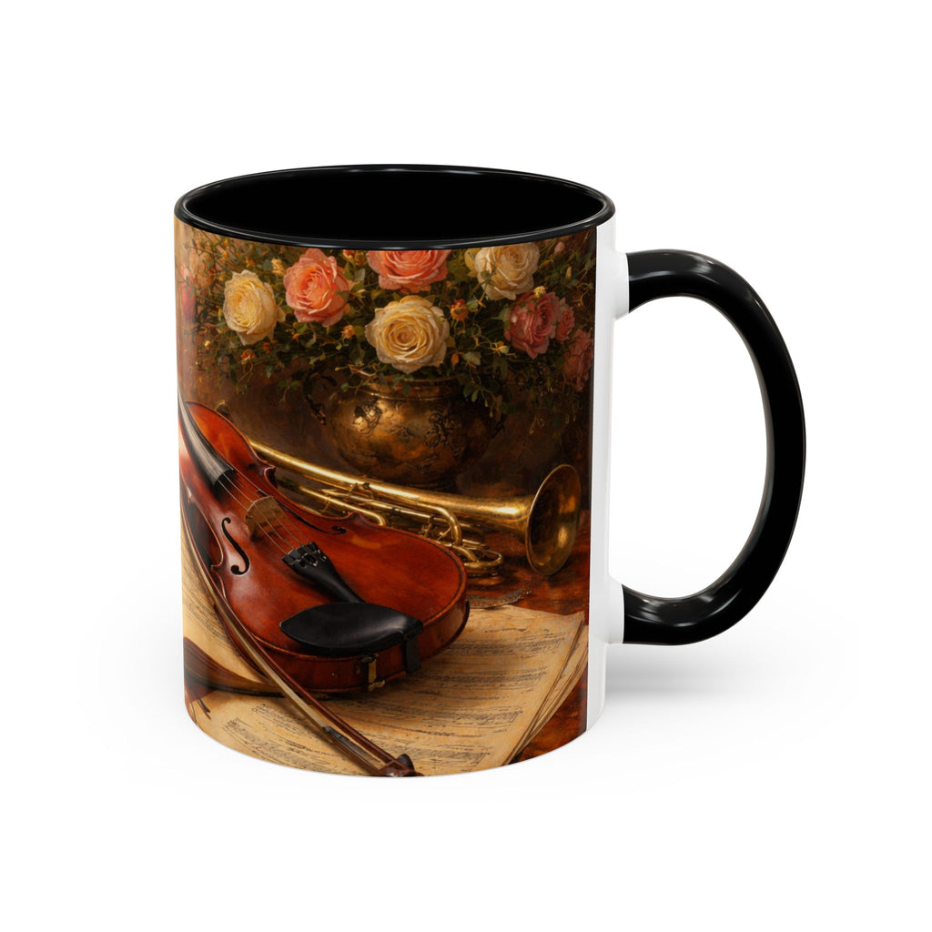 Classical Music Coffee Mug – Classical Music Floral Design (11/15 oz)