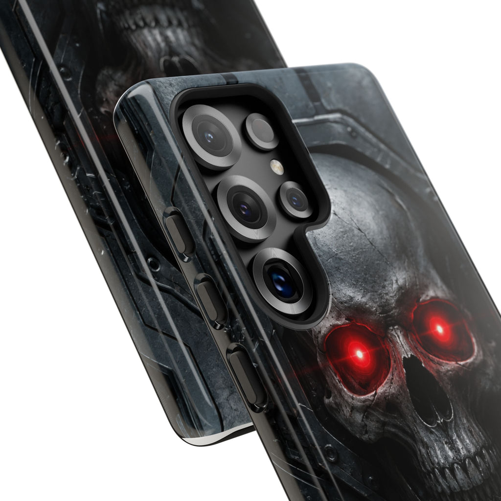 Skull Sentinel Phone Case — Red-Eyed Tactical Skull Protective Case