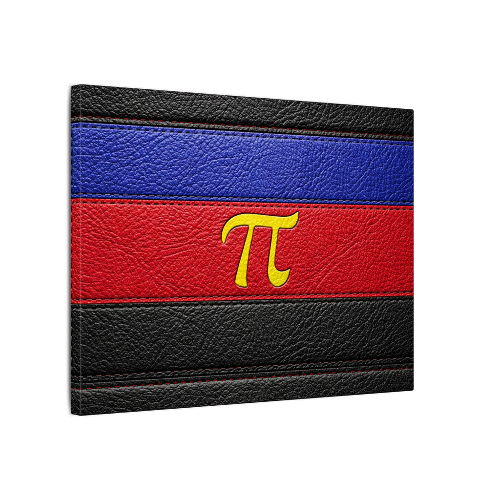 Polyamorous Symbol Leather Flag Canvas Print — Blue & Red Striped Matte Wall Art