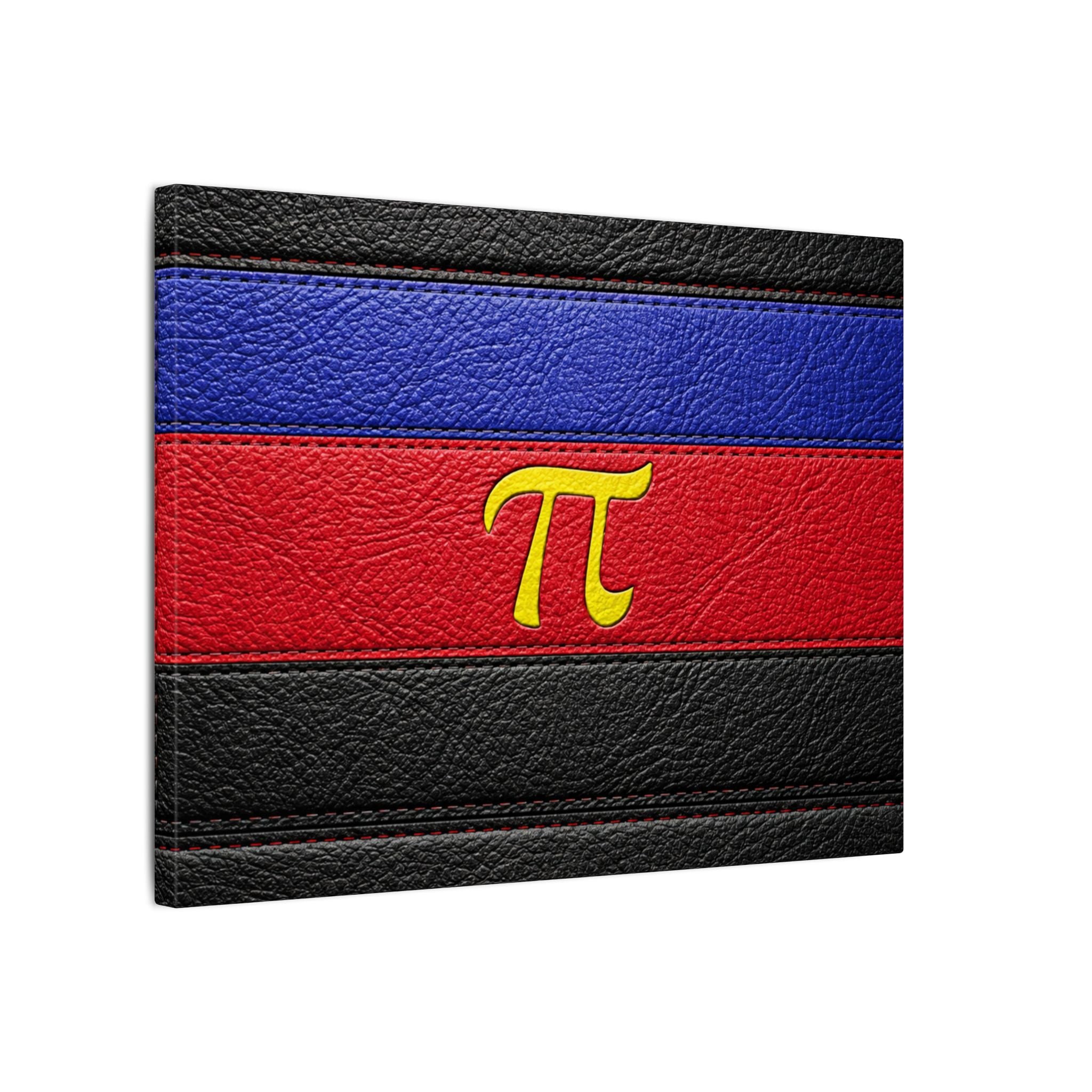 Polyamorous Symbol Leather Flag Canvas Print — Blue & Red Striped Matte Wall Art