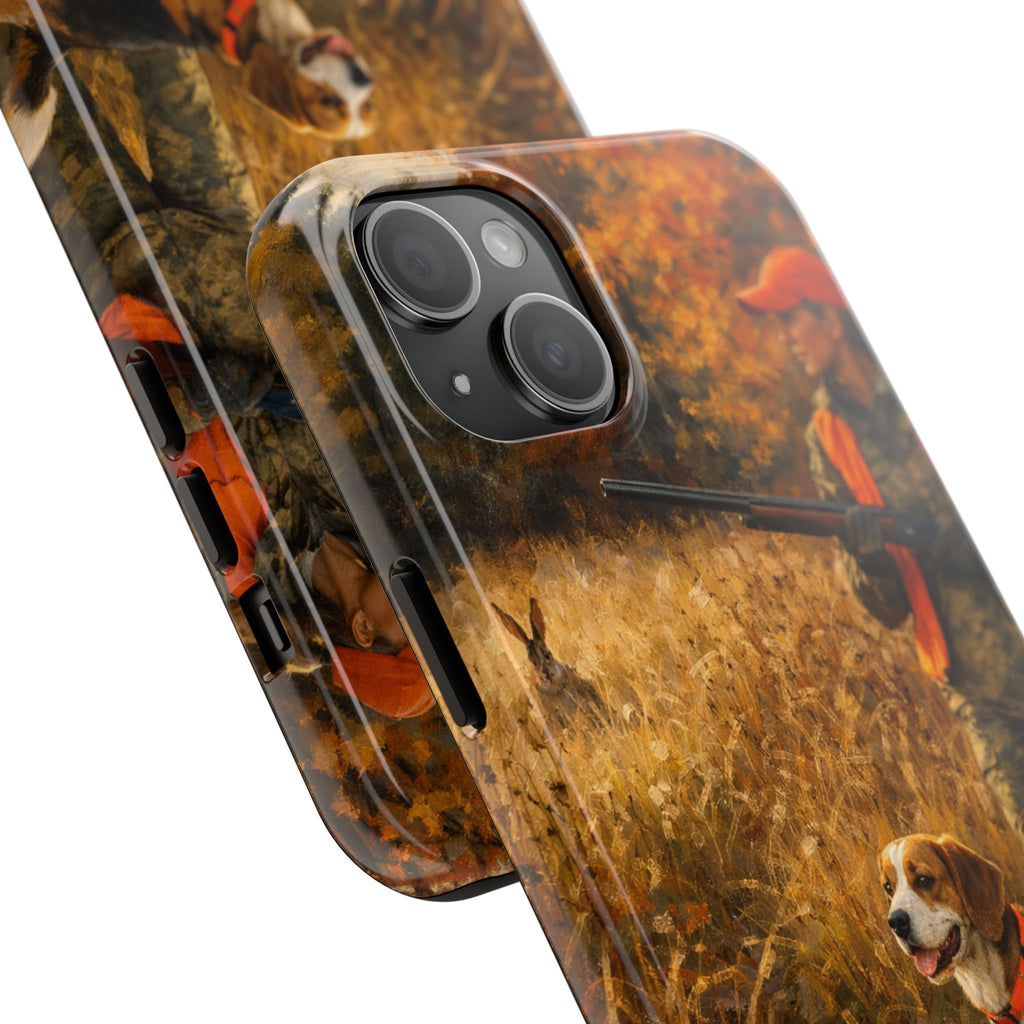 Hunting Scene Tough Phone Case — Hunter & Beagle Autumn Field Protective Cover