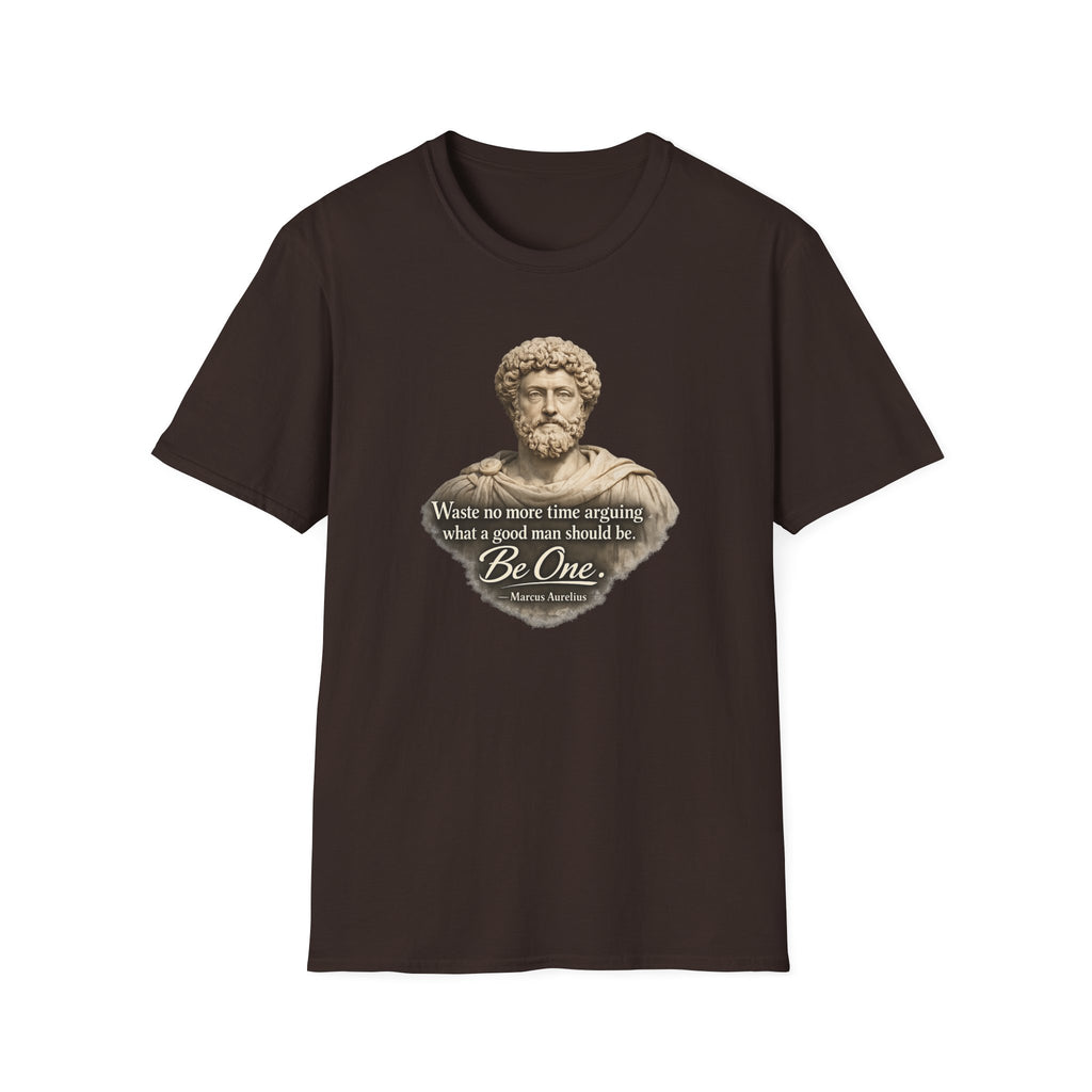 Marcus Aurelius Bust T-Shirt – “Waste No More Time Arguing” Stoic Quote Tee