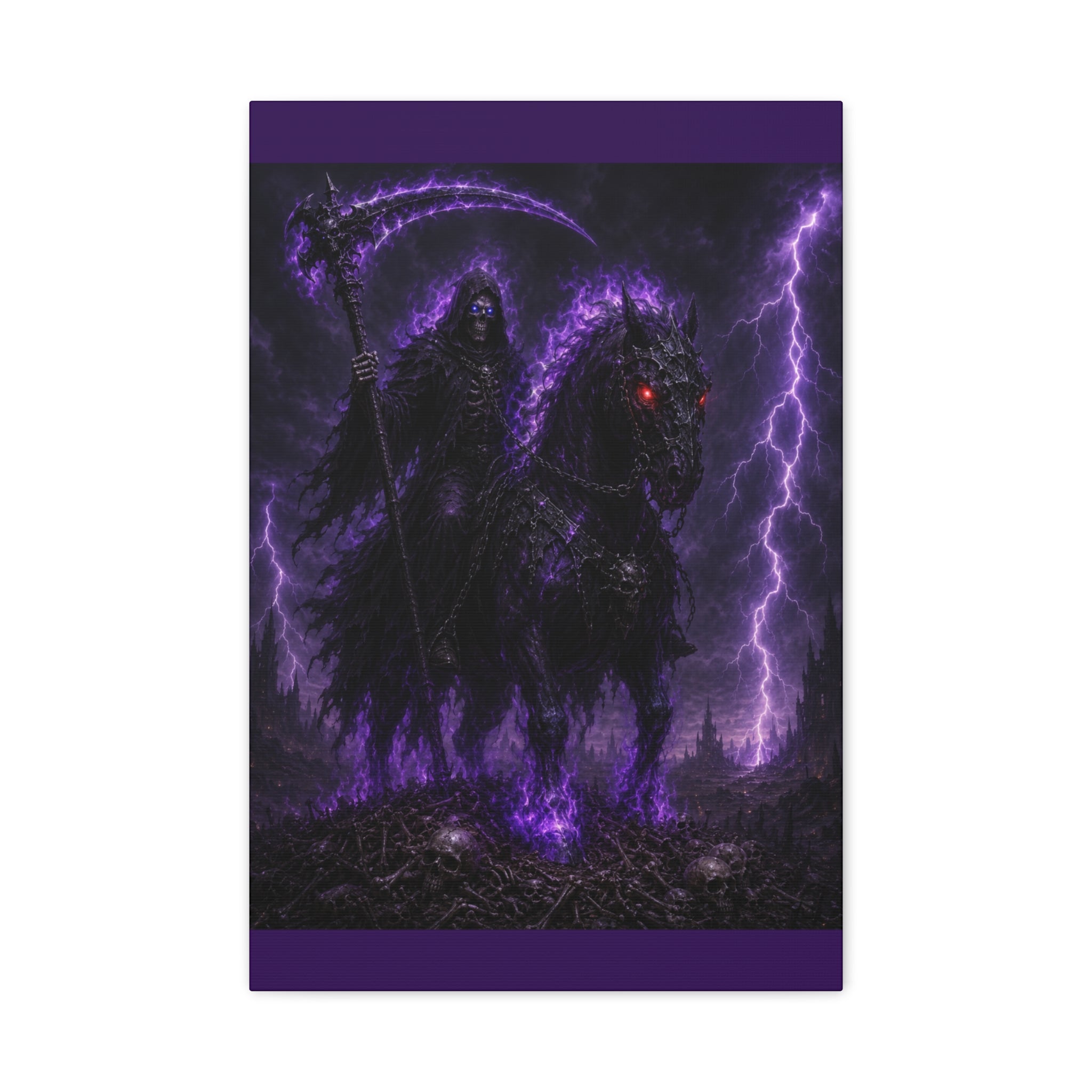Dark Reaper on Shadow Steed Matte Canvas Print — Gothic Wall Art