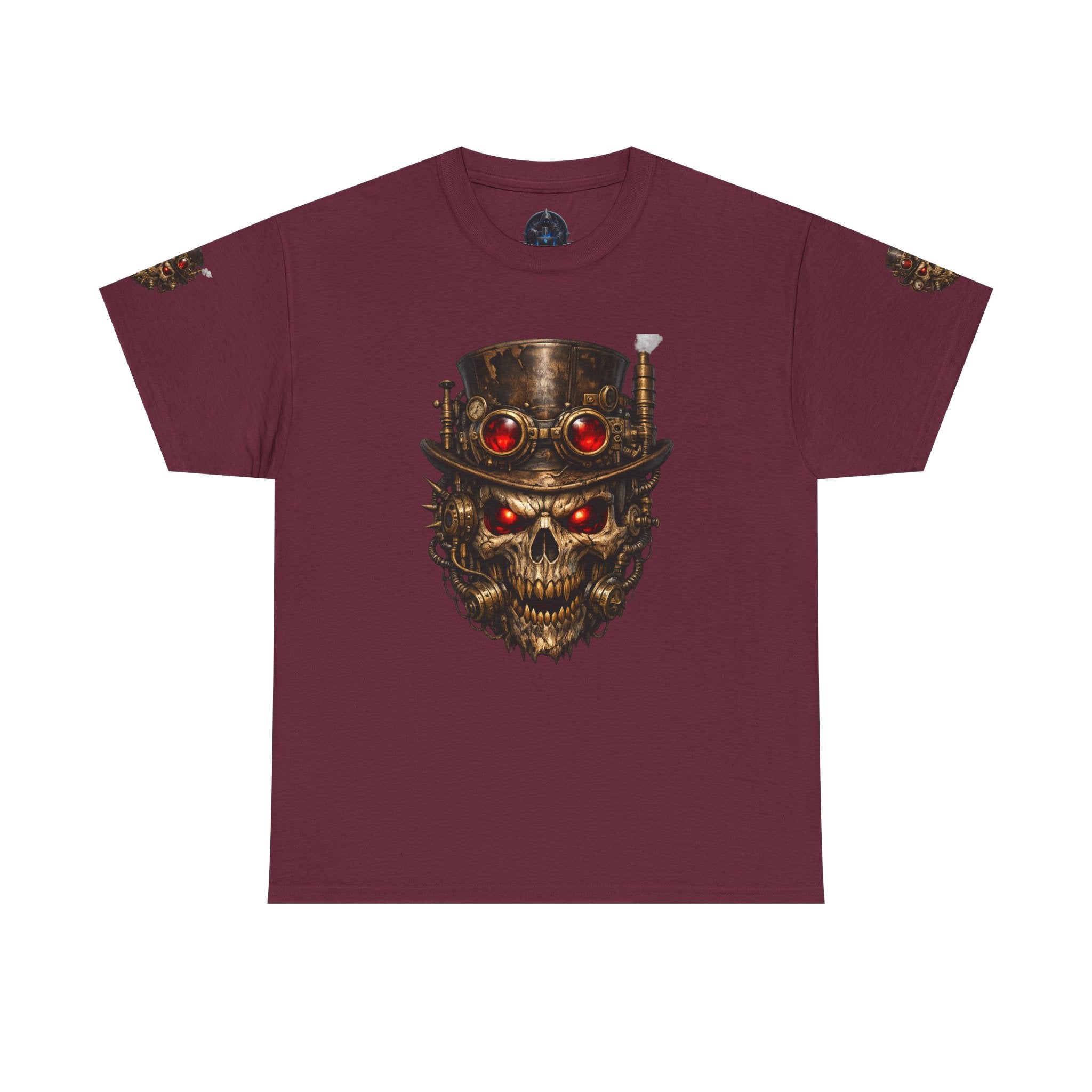 Skull Steampunk Tee — Red-Eyed Skull Graphic Shirt