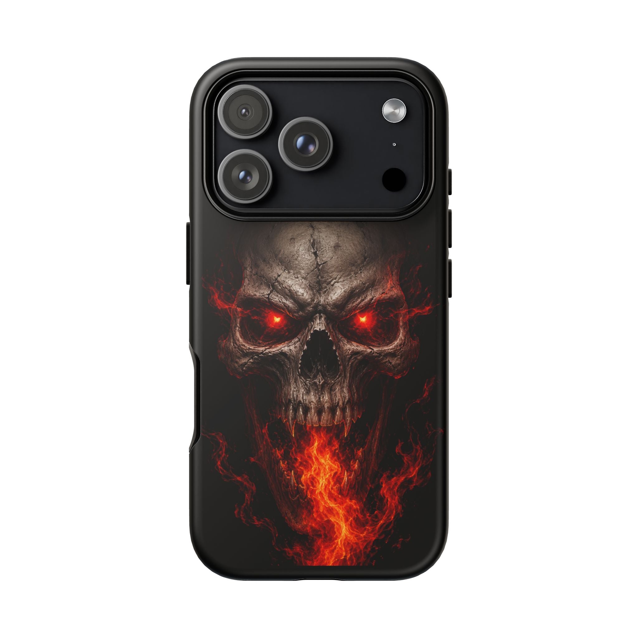 Flaming Skull Tough Case — Heavy-Duty Phone Case with Red-Eye Skull Design