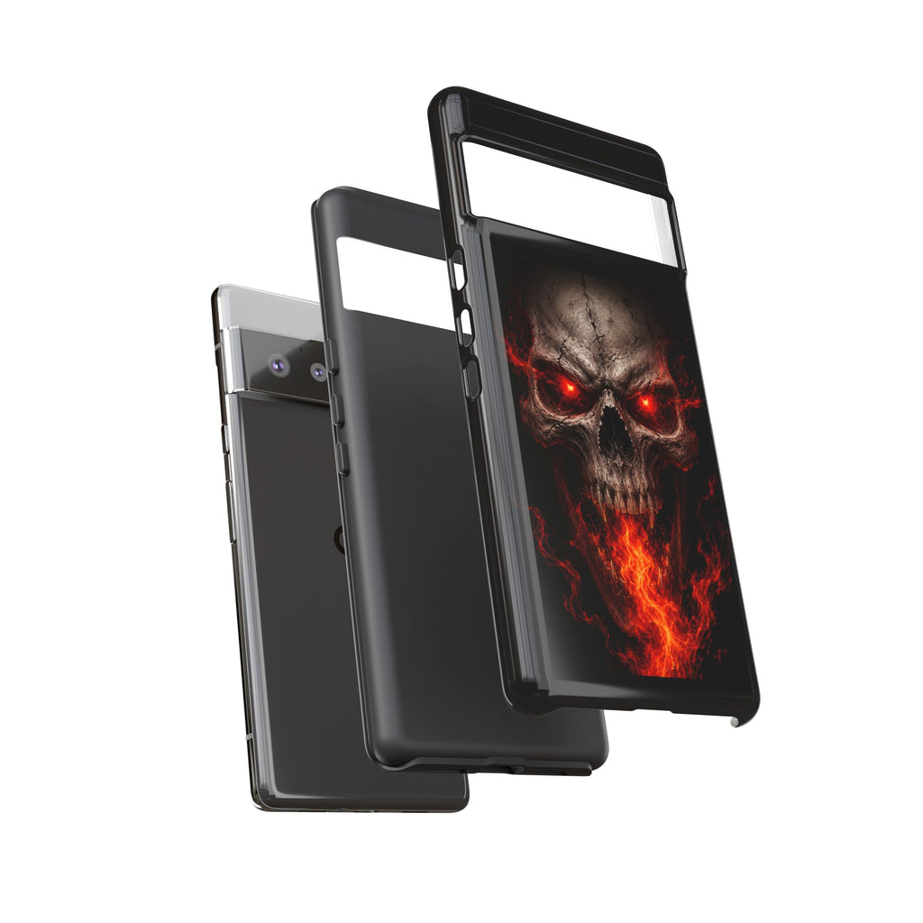 Flaming Skull Tough Case — Heavy-Duty Phone Case with Red-Eye Skull Design
