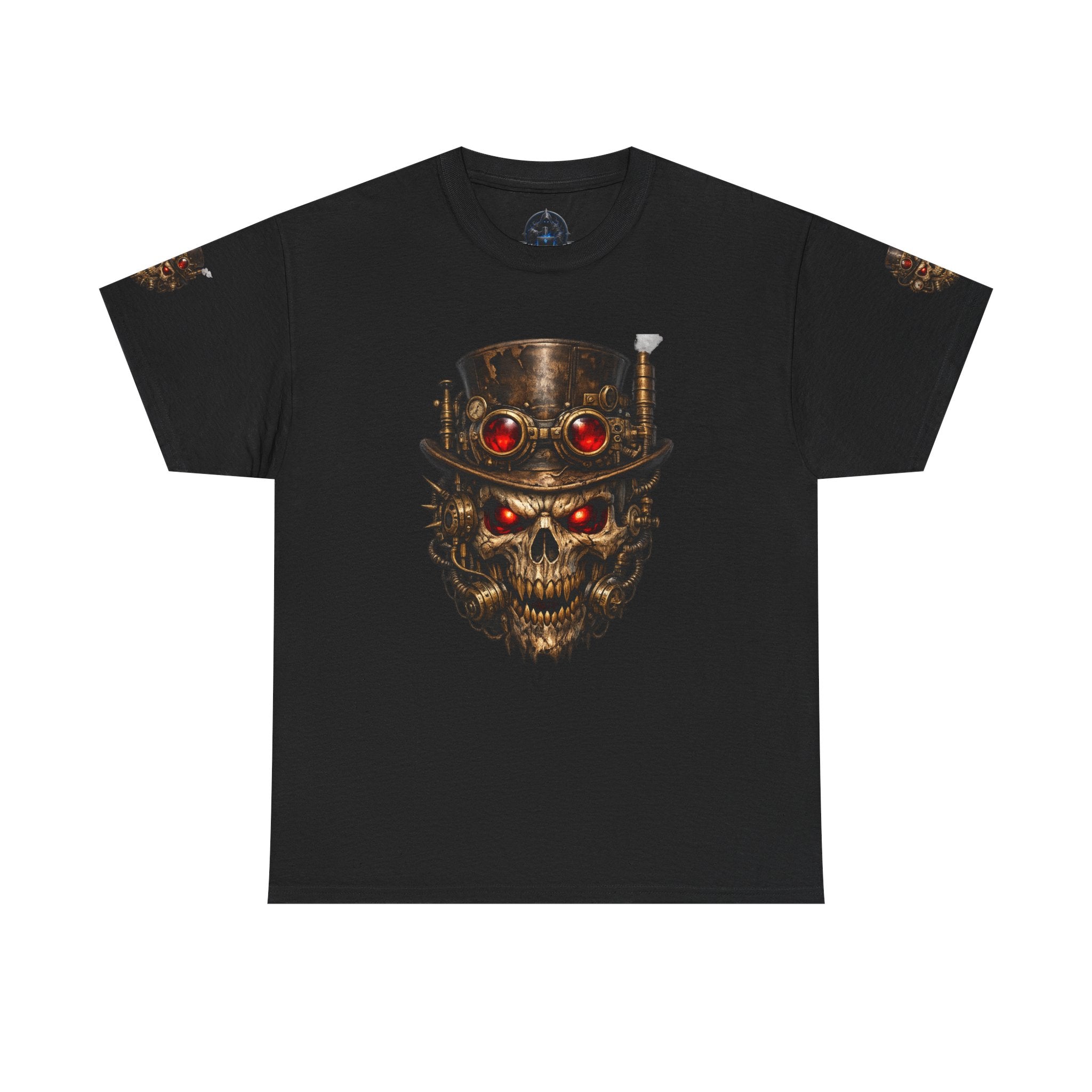 Skull Steampunk Tee — Red-Eyed Skull Graphic Shirt