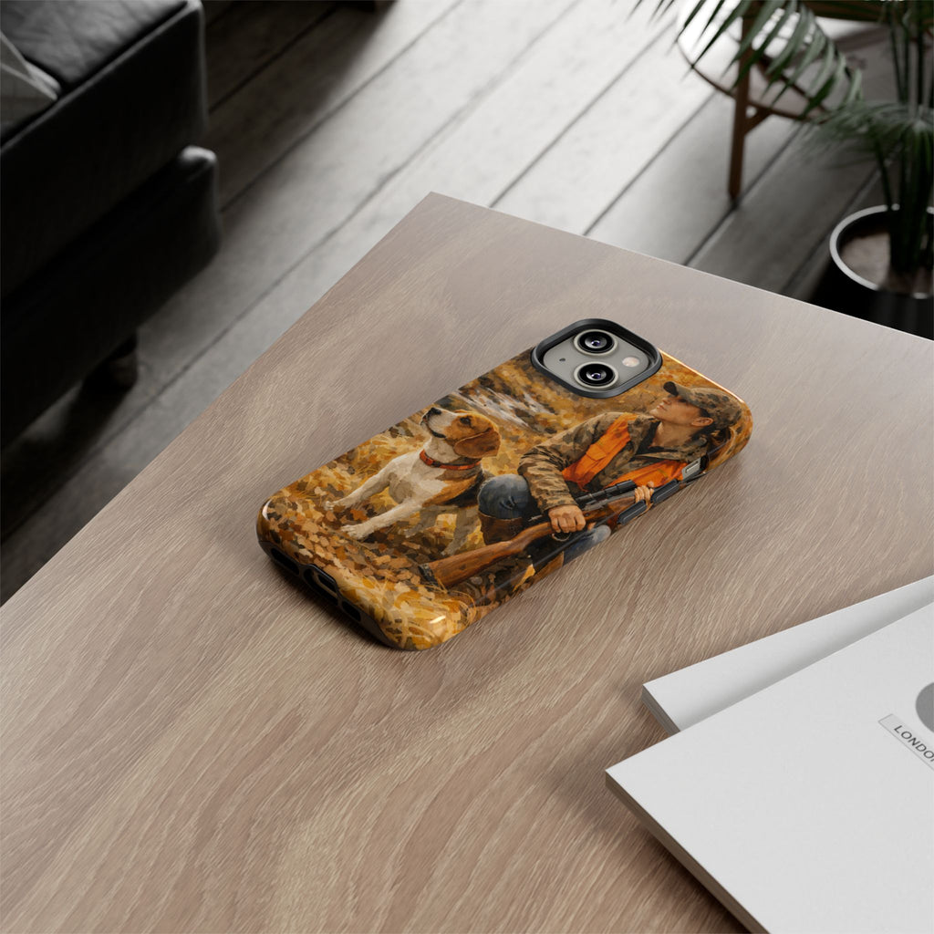 Hunter and Beagle Phone Case — Hunting Dog Autumn Camouflage iPhone Cover