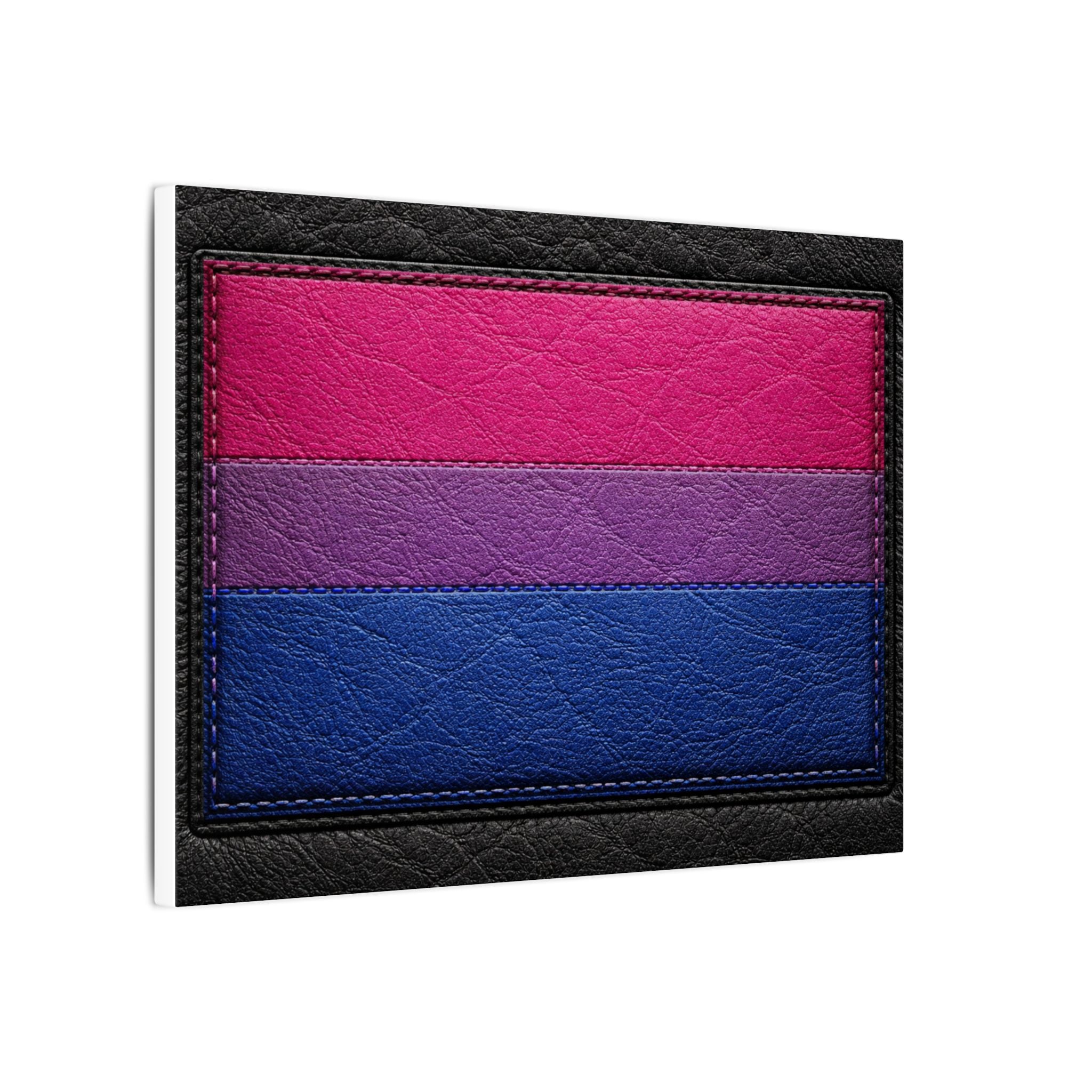 Bisexual Pride Flag Canvas Wall Art — Leather Patch Style Matte Print
