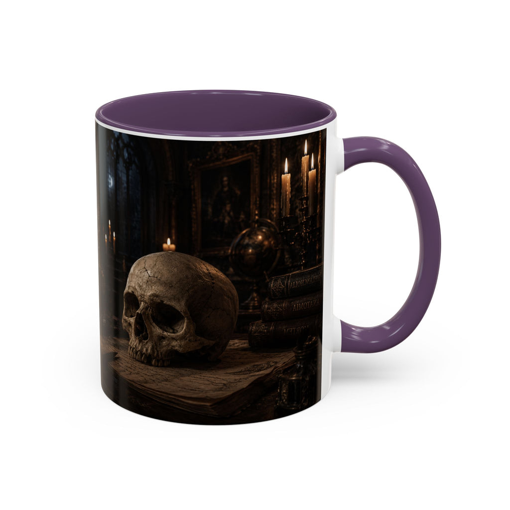 Gothic Skull Coffee Mug — Candlelit Occult Library Accent Mug (11/15oz)
