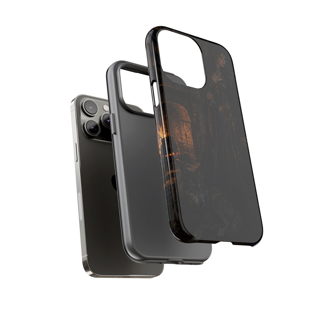 Gothic Witch Phone Case — Dark Fantasy Wolf & Fireplace Tough Case