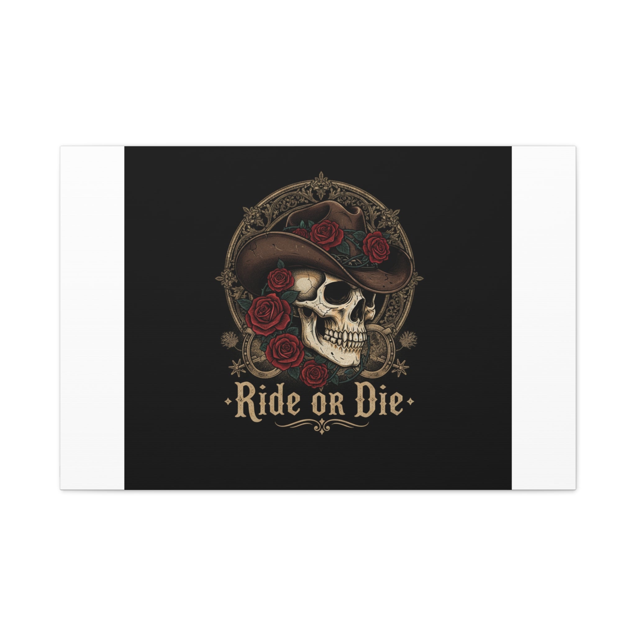 Ride or Die Skull Canvas | Western Skull Art, Gothic Americana