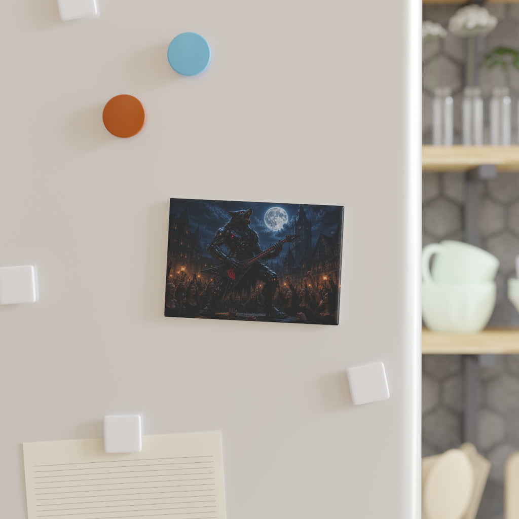 Werewolf Guitarist Rectangle Magnet — Gothic Moonlight Rock Fridge Magnet