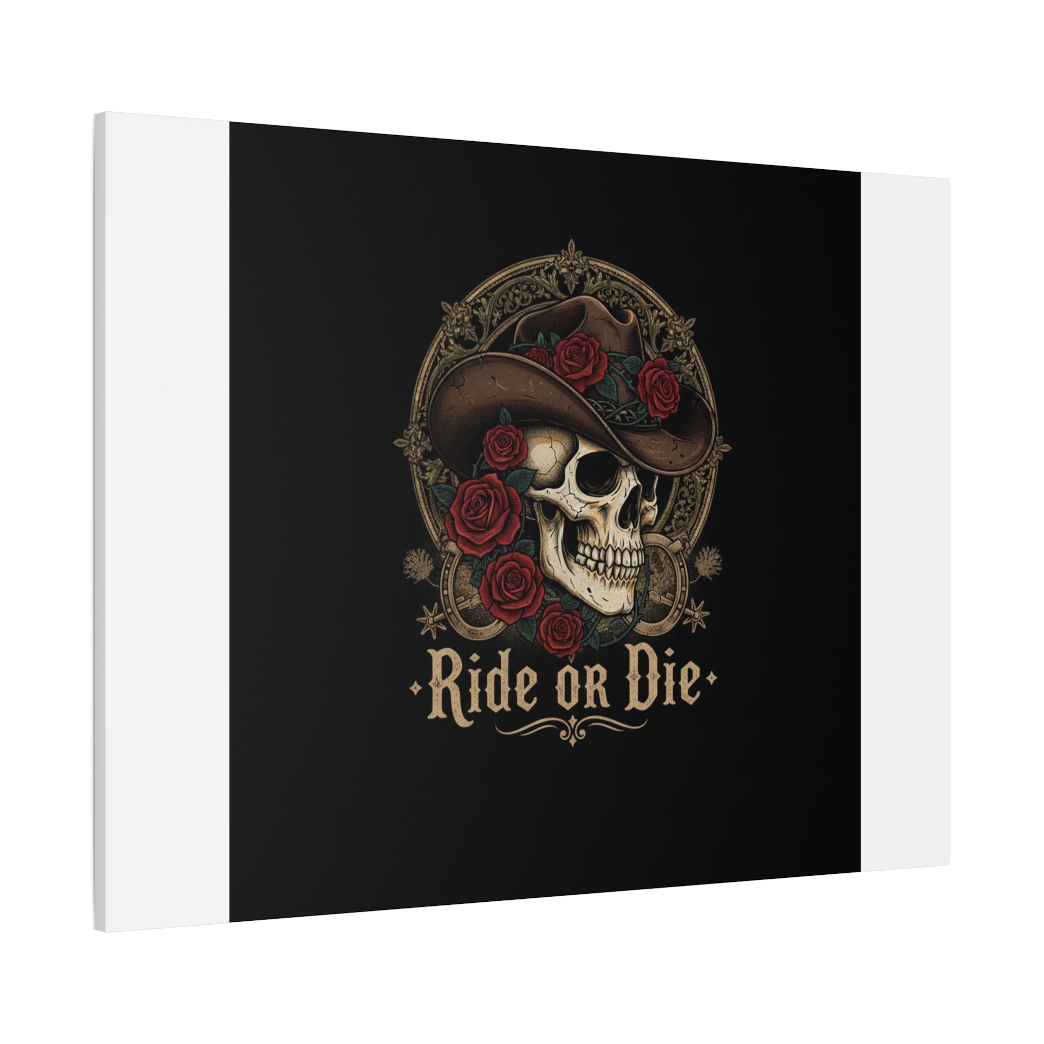 Ride or Die Skull Canvas | Western Skull Art, Gothic Americana