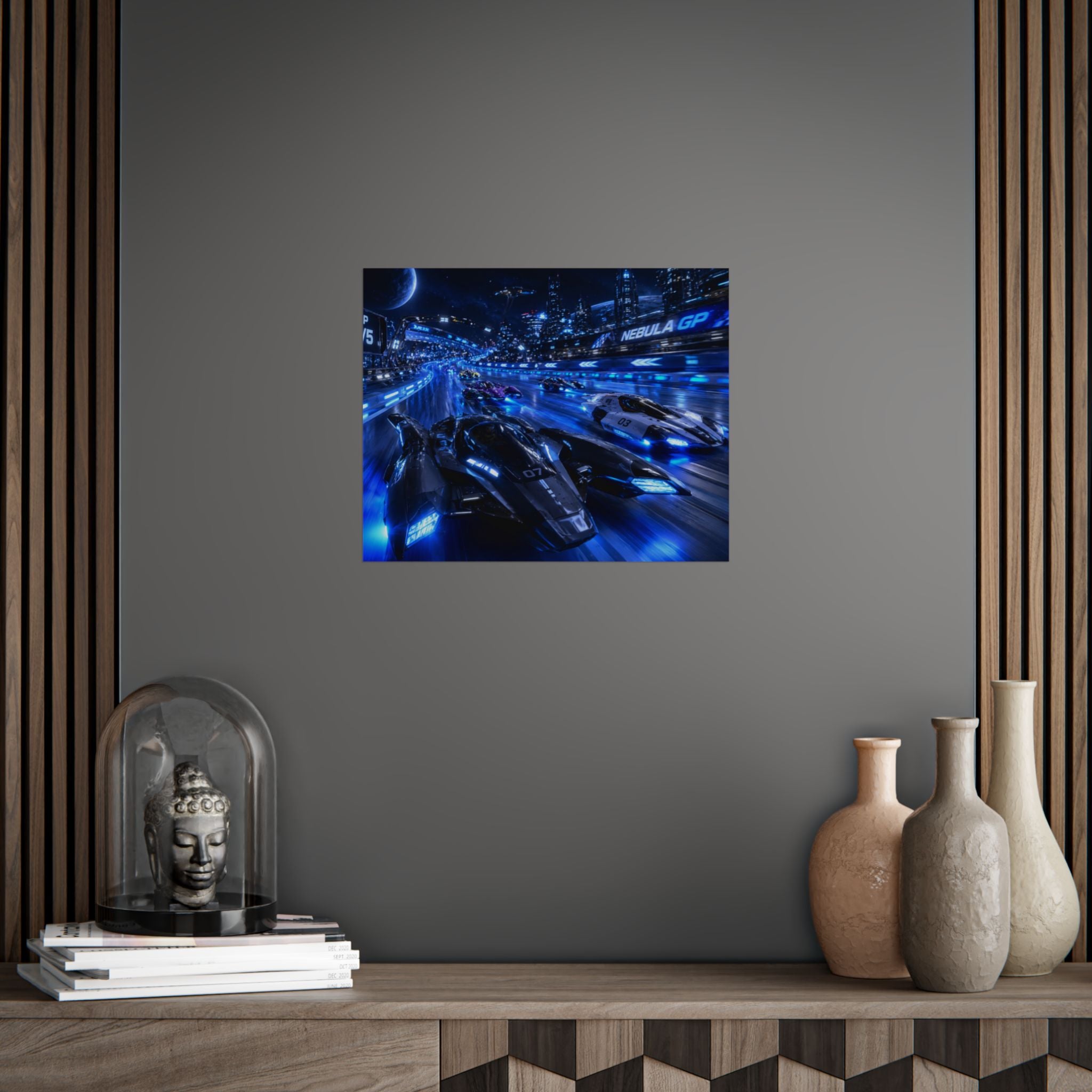 Futuristic Racing Poster — Nebula GP High-Speed Sci‑Fi Print