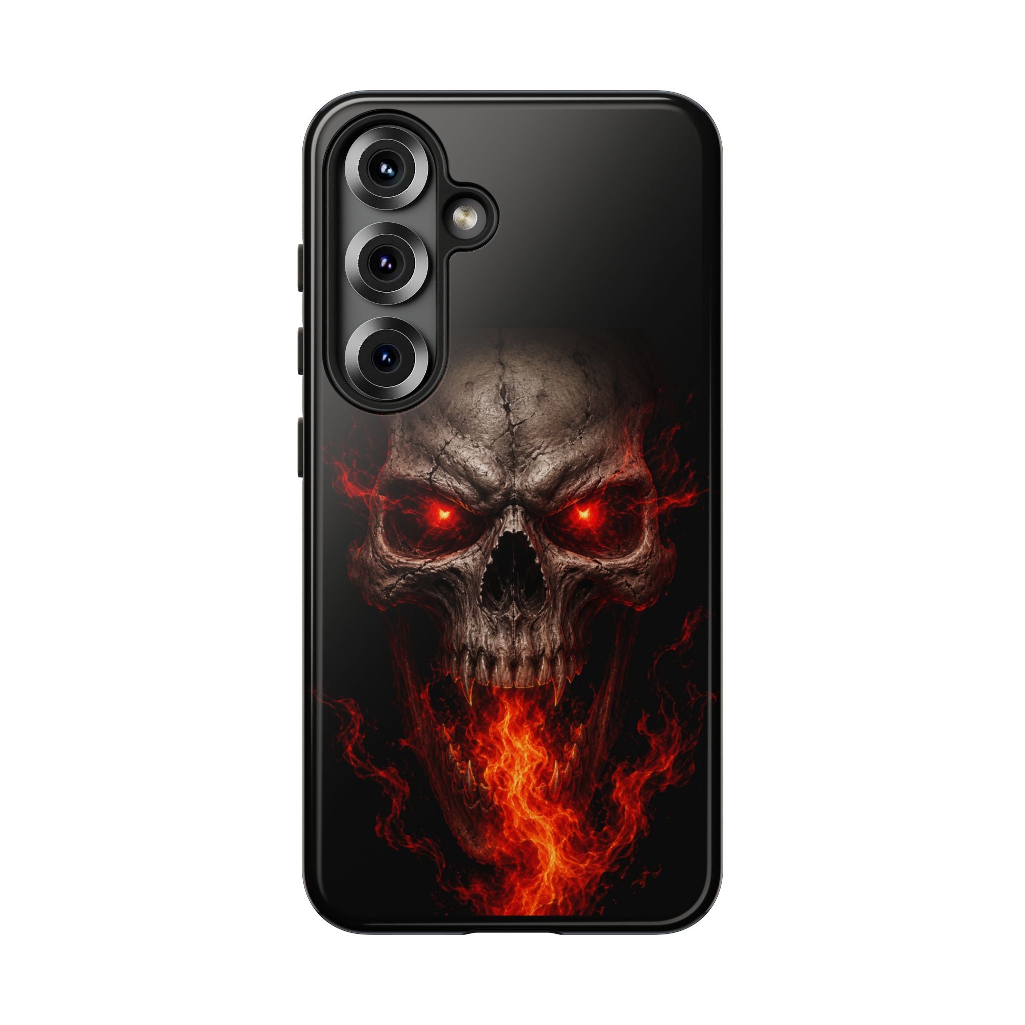 Flaming Skull Tough Case — Heavy-Duty Phone Case with Red-Eye Skull Design