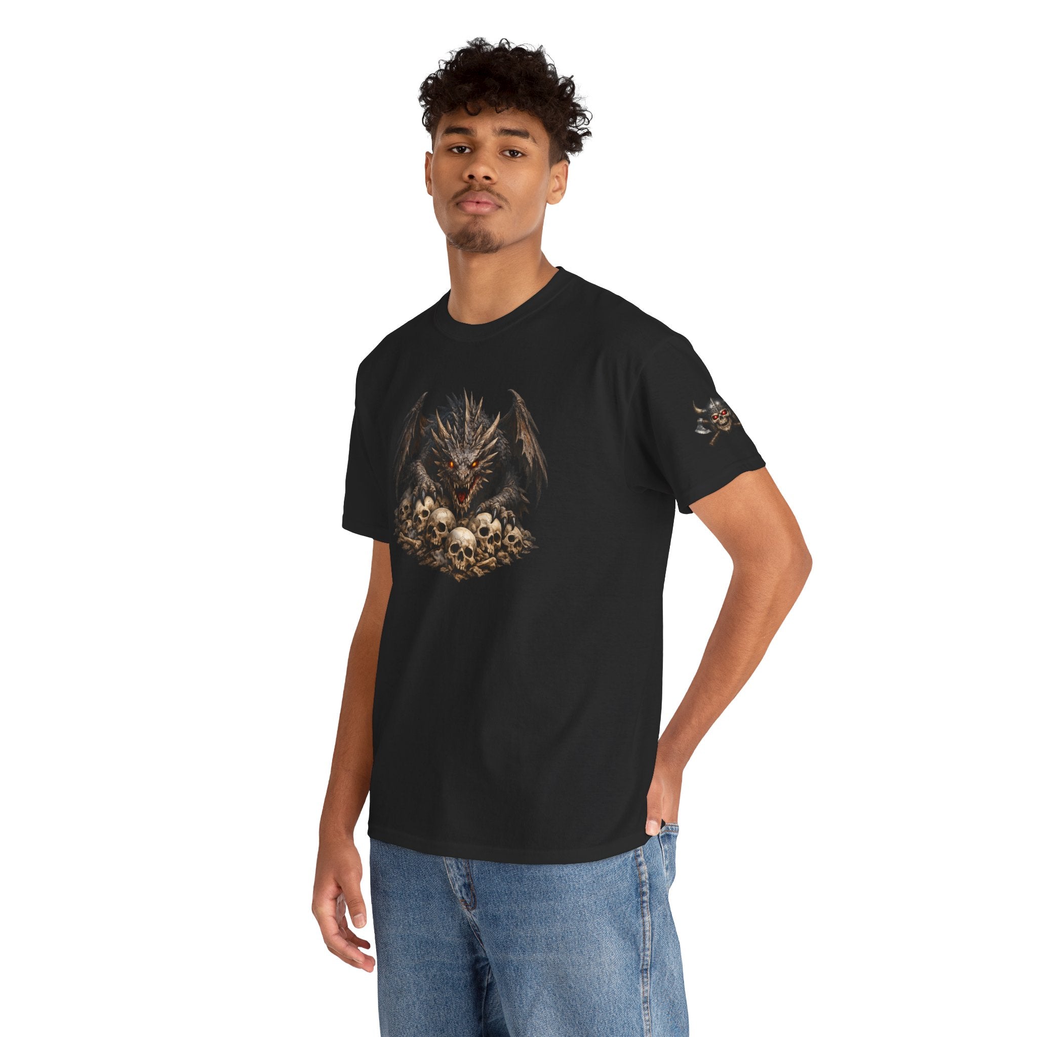 Premium Dragon Skull T-Shirt — Dark Fantasy Graphic Tee for Gothic & Metal Fans