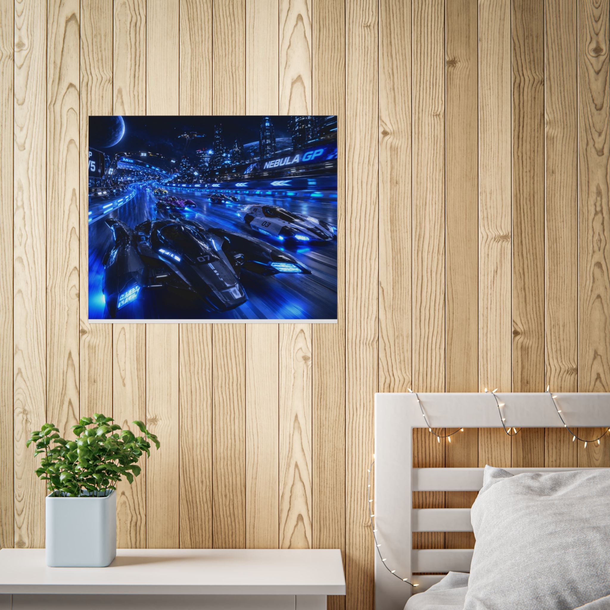 Futuristic Racing Poster — Nebula GP High-Speed Sci‑Fi Print