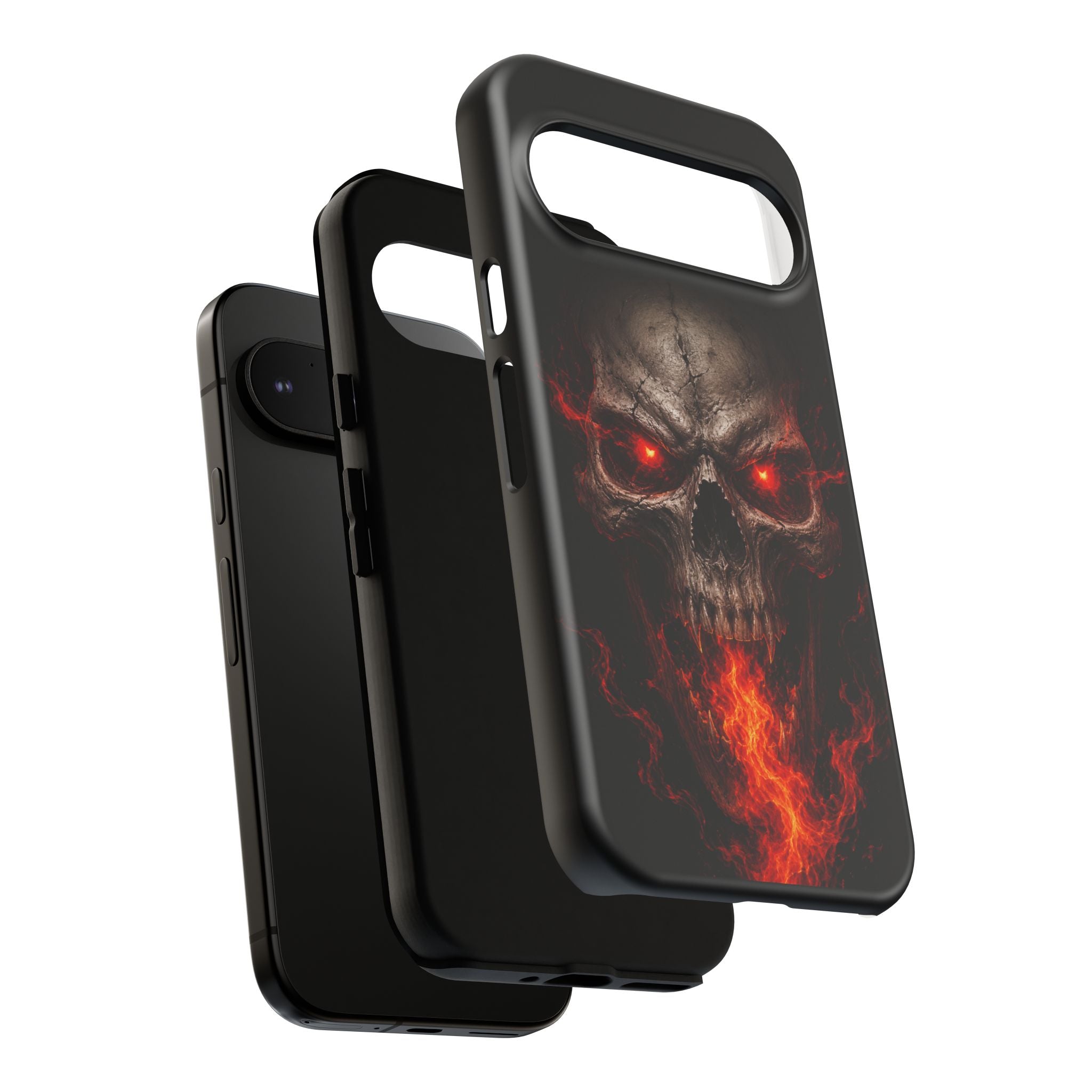 Flaming Skull Tough Case — Heavy-Duty Phone Case with Red-Eye Skull Design