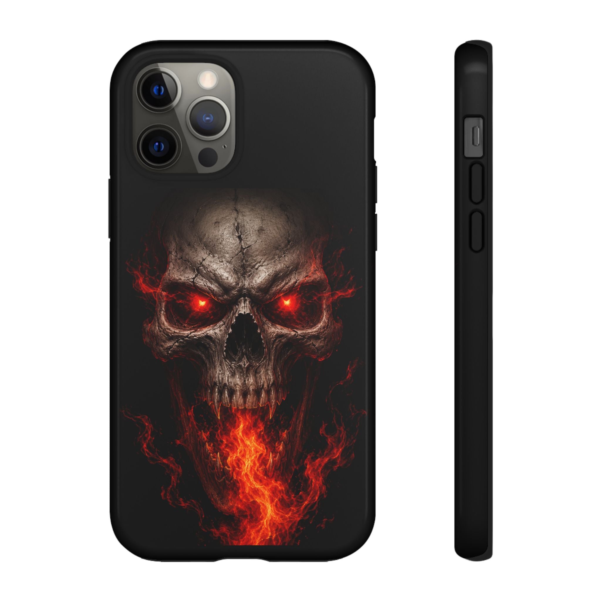 Flaming Skull Tough Case — Heavy-Duty Phone Case with Red-Eye Skull Design