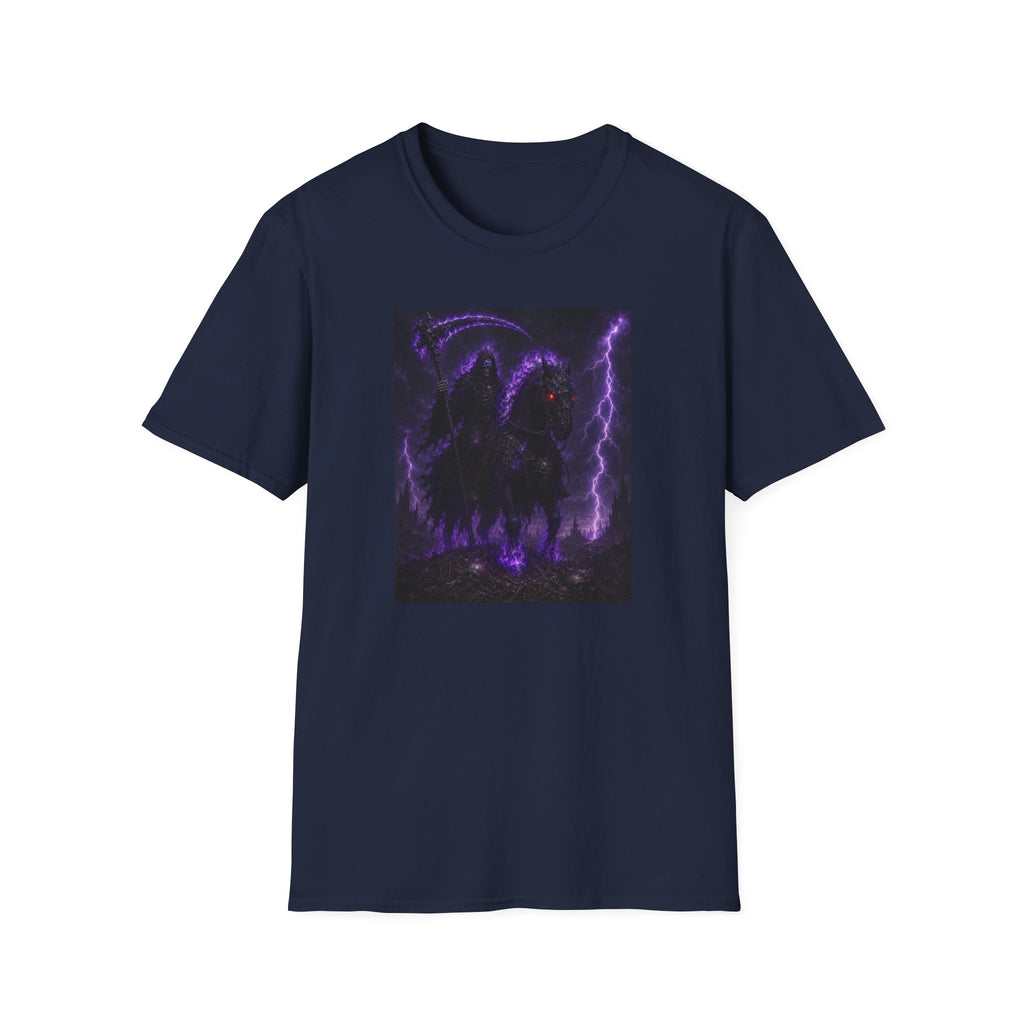 Grim Reaper T-Shirt — Purple Neon Death Rider Tee