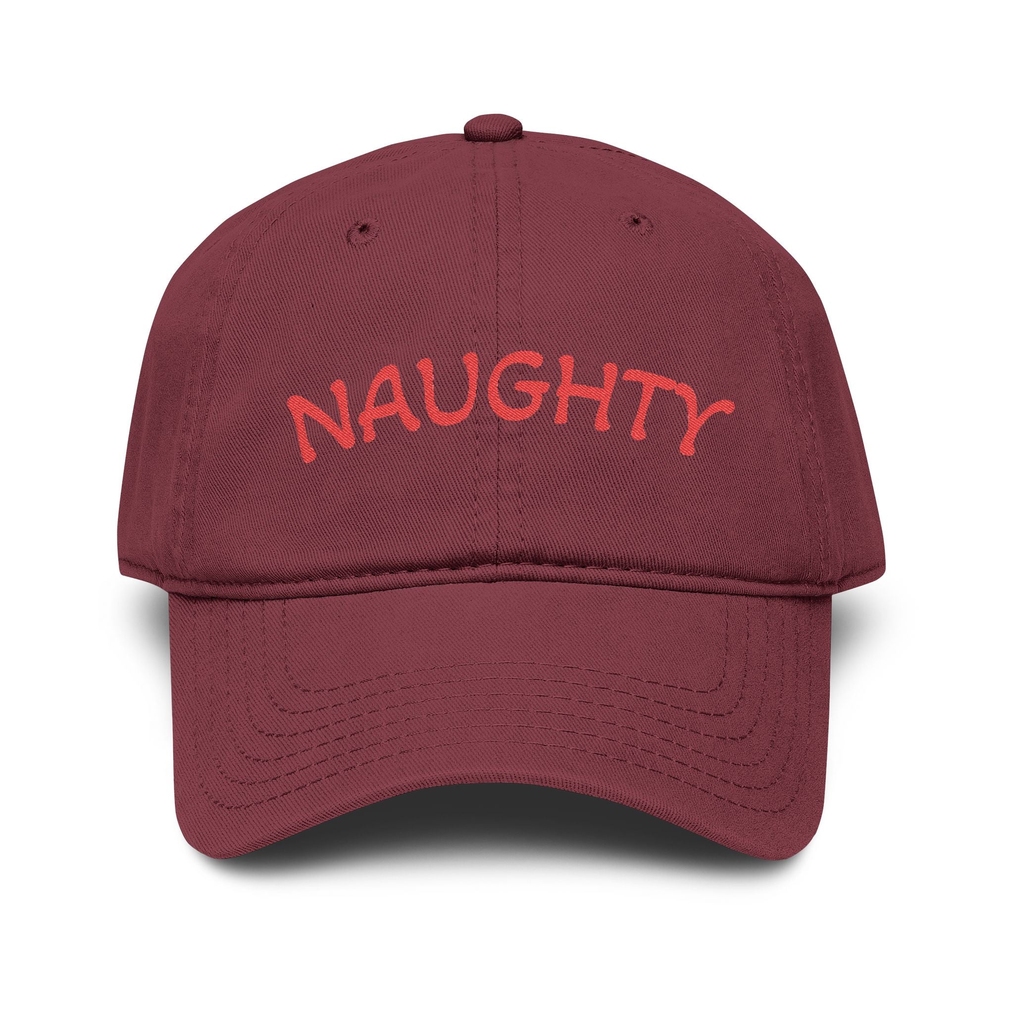 Naughty Embroidered Washed Baseball Cap