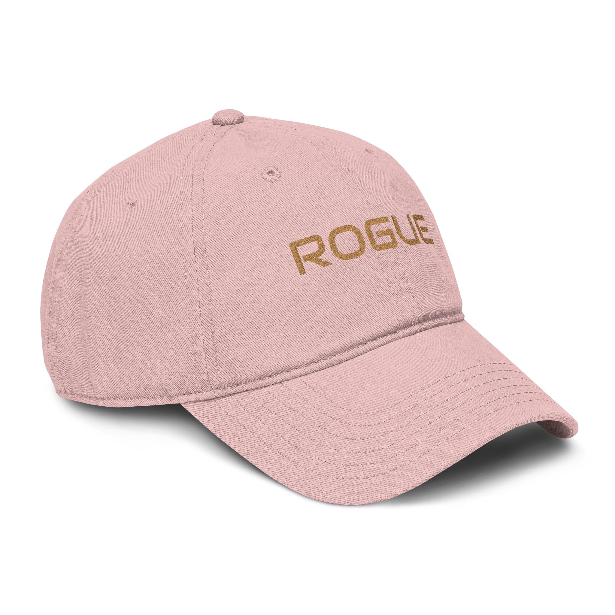 Rogue Embroidered Washed Baseball Cap — Vintage Gray Dad Hat with Gold Stitching