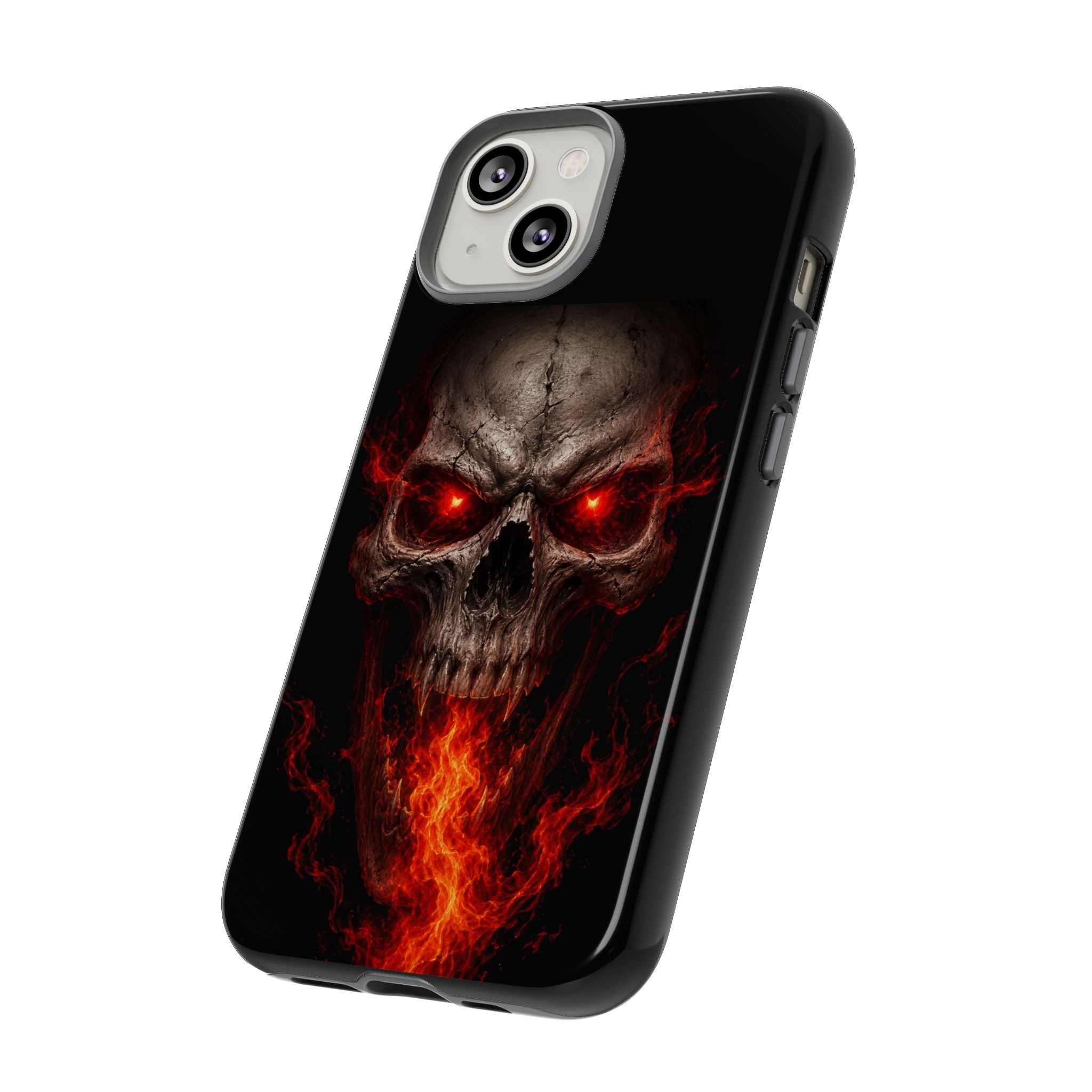Flaming Skull Tough Case — Heavy-Duty Phone Case with Red-Eye Skull Design