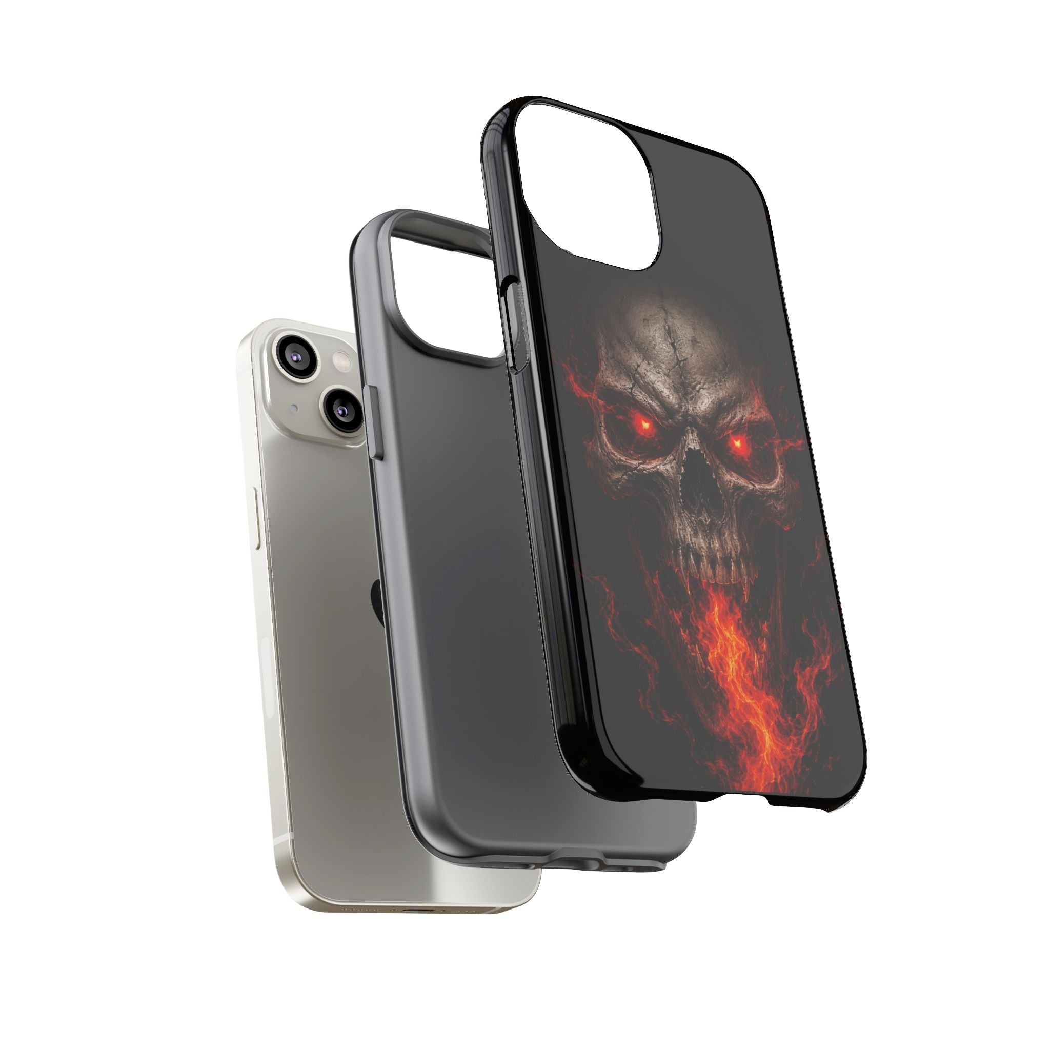 Flaming Skull Tough Case — Heavy-Duty Phone Case with Red-Eye Skull Design