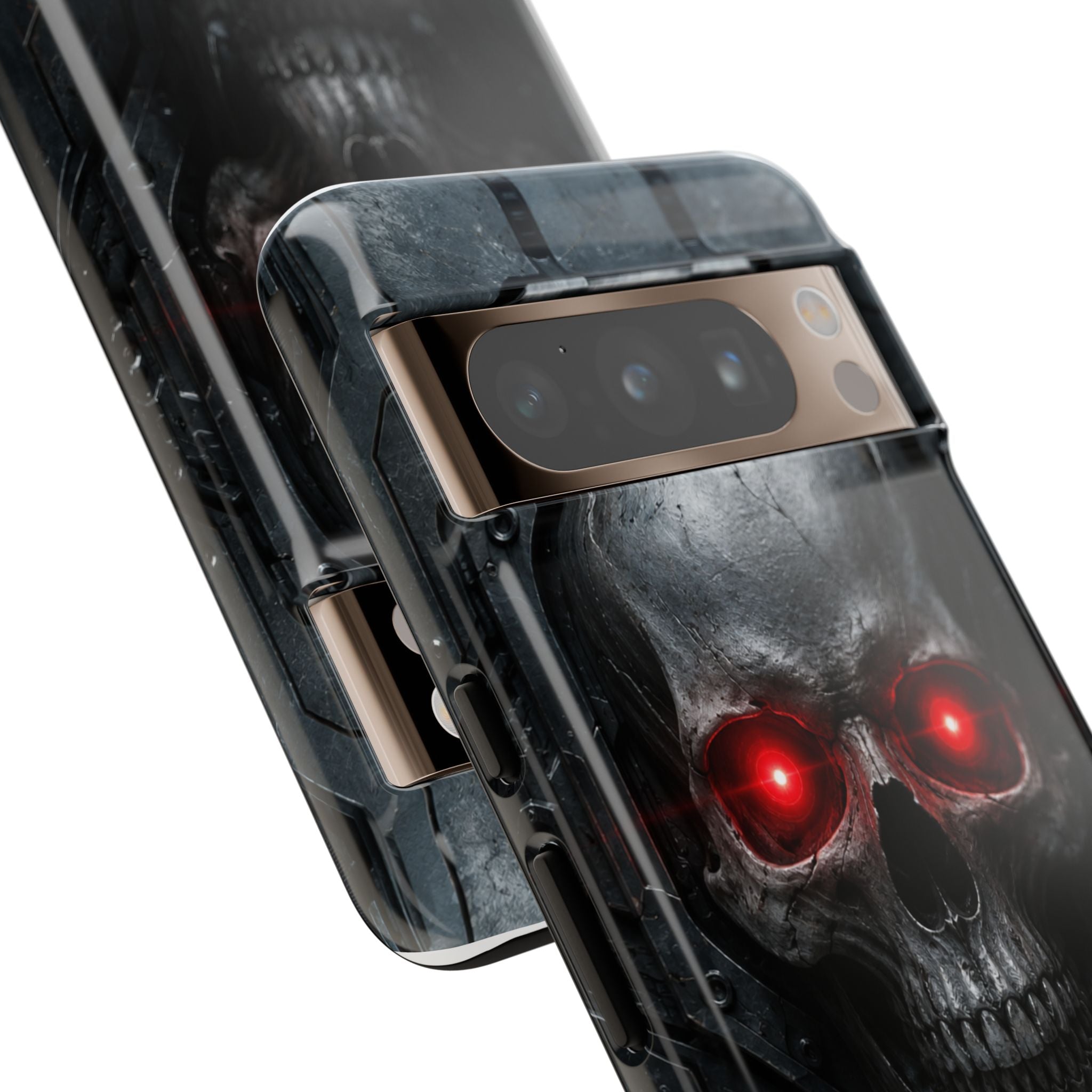 Skull Sentinel Phone Case — Red-Eyed Tactical Skull Protective Case