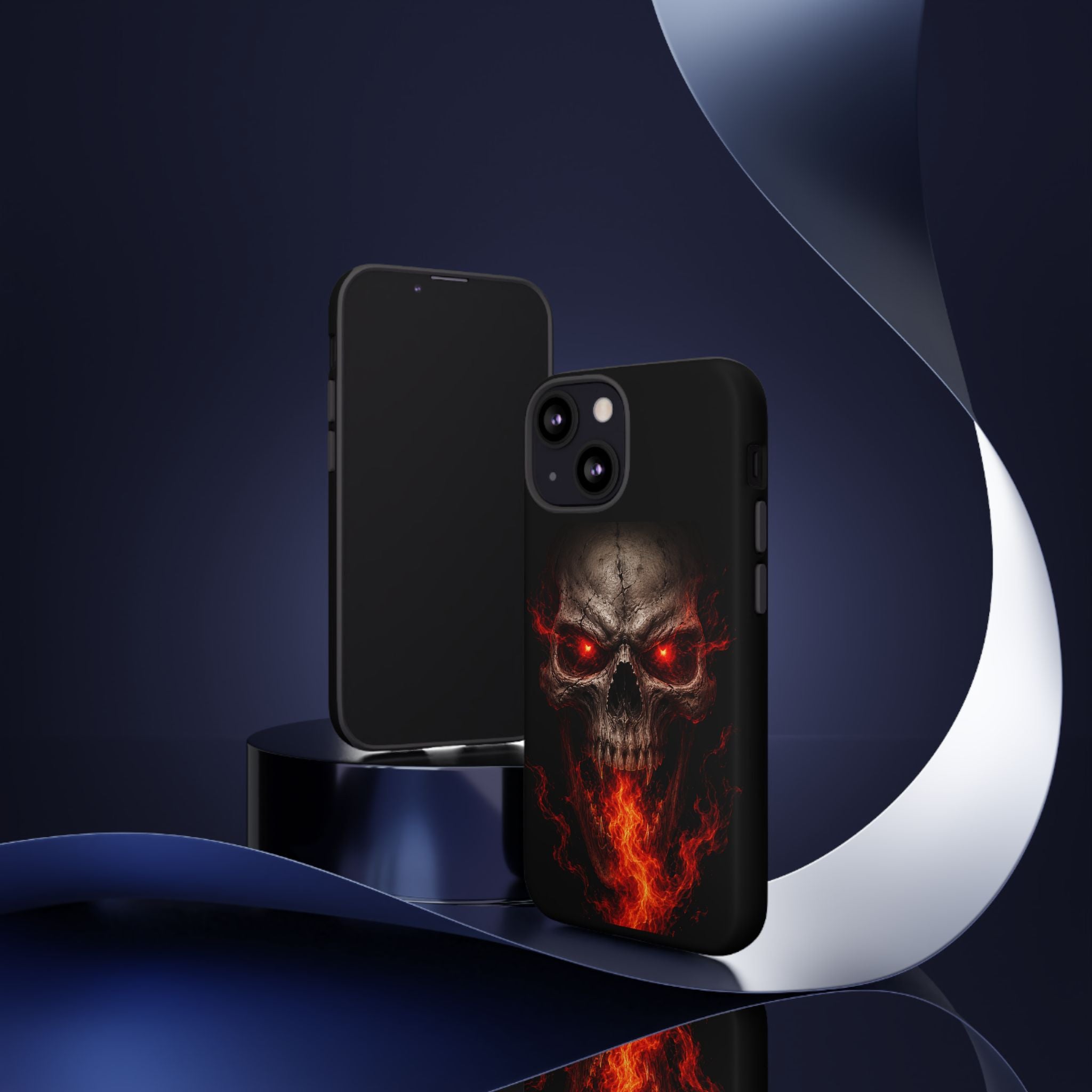 Flaming Skull Tough Case — Heavy-Duty Phone Case with Red-Eye Skull Design