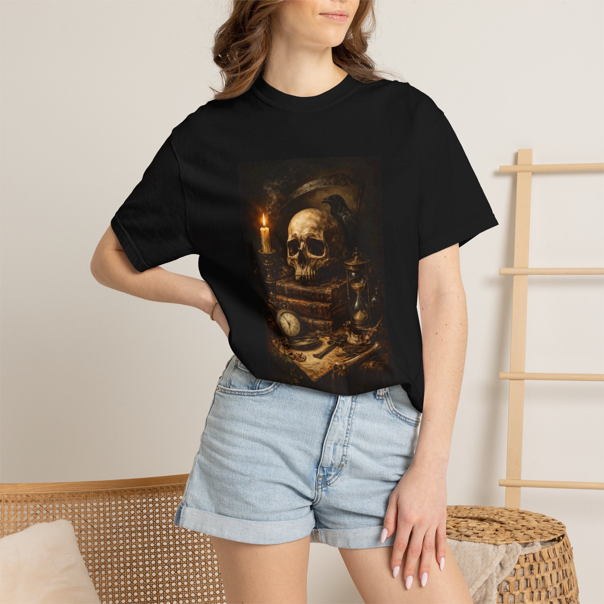 Skull & Candle - Memento Mori T-Shirt — Vintage Vanitas Art Tee