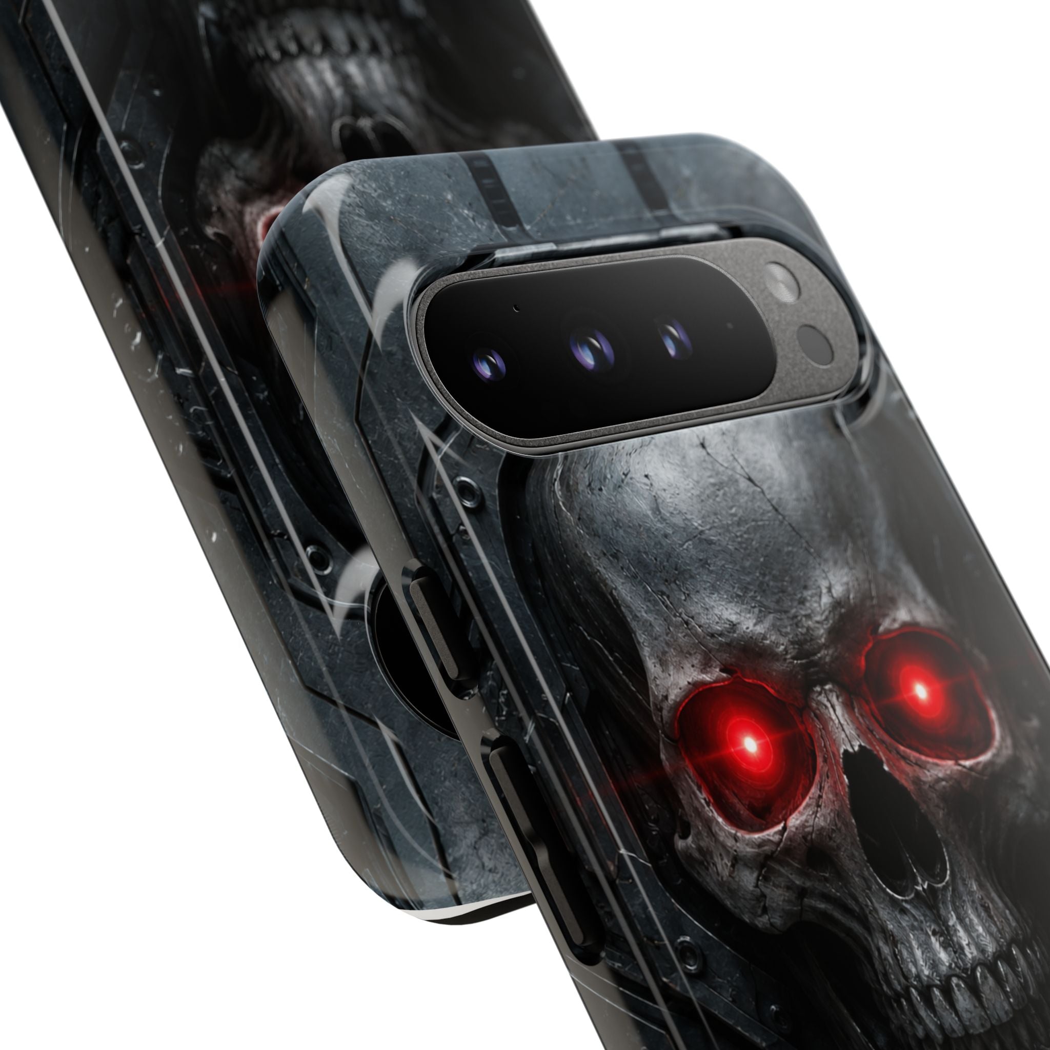 Skull Sentinel Phone Case — Red-Eyed Tactical Skull Protective Case