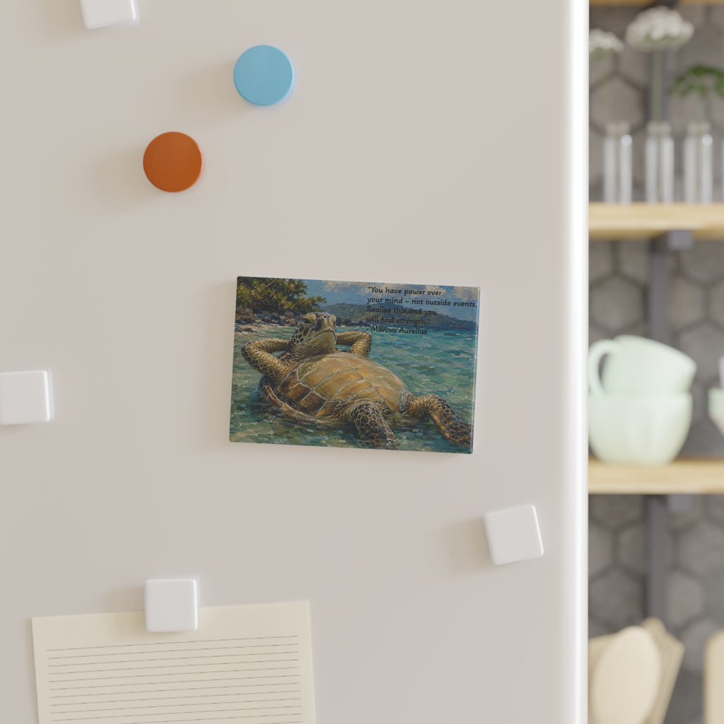 Sea Turtle Rectangle Magnet — Relaxing Quote "You have power over your mind"