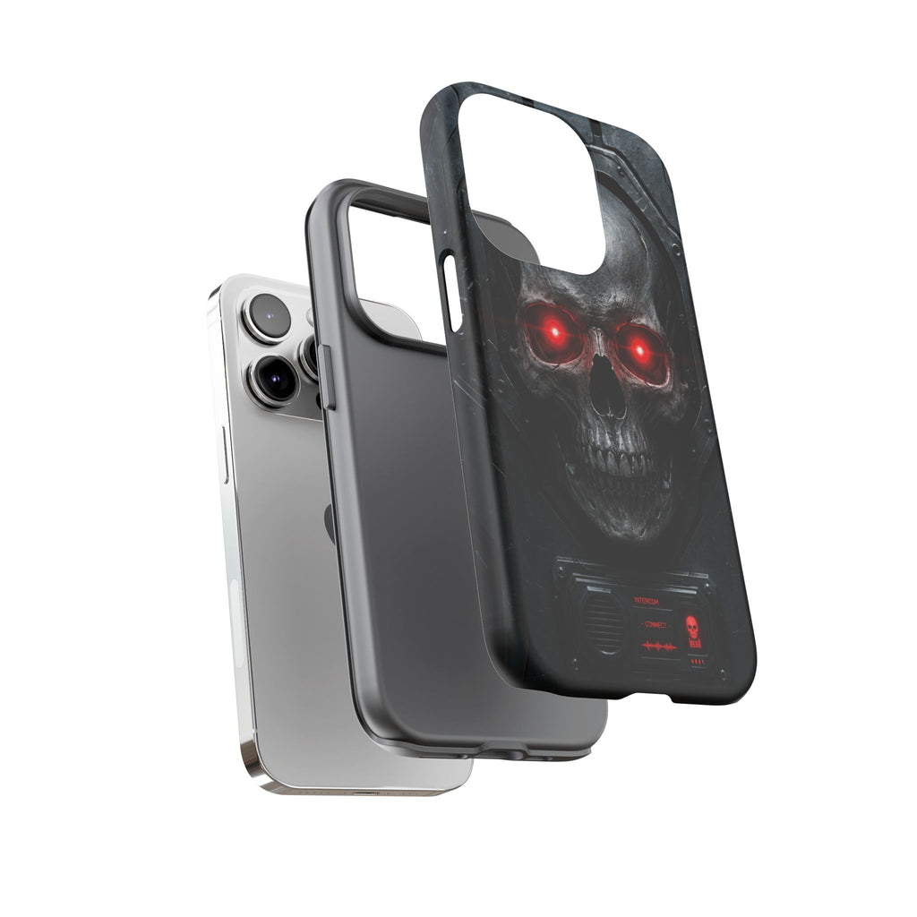 Skull Sentinel Phone Case — Red-Eyed Tactical Skull Protective Case