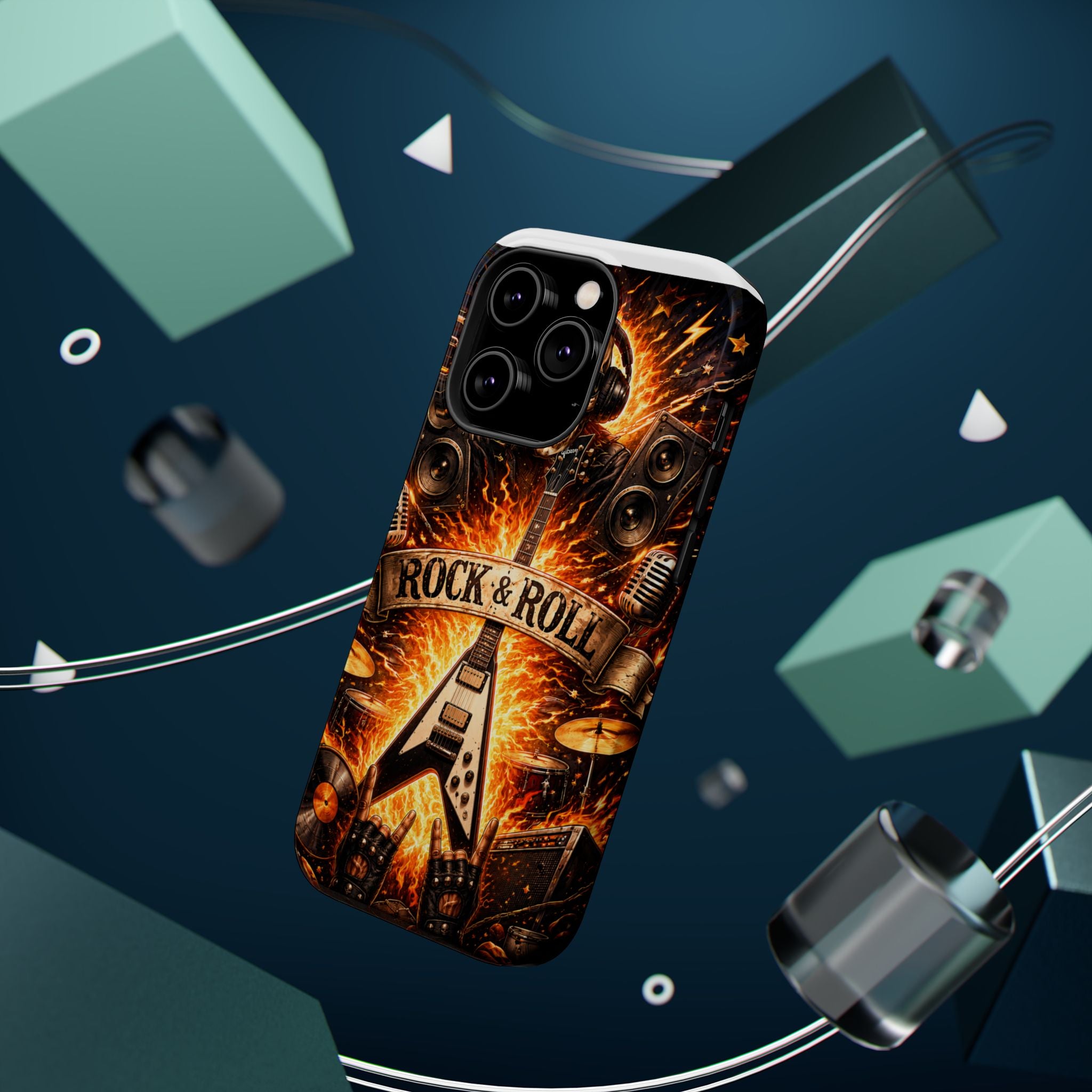 Rock & Roll Skull Guitar Phone Case — Magnetic Impact-Resistant