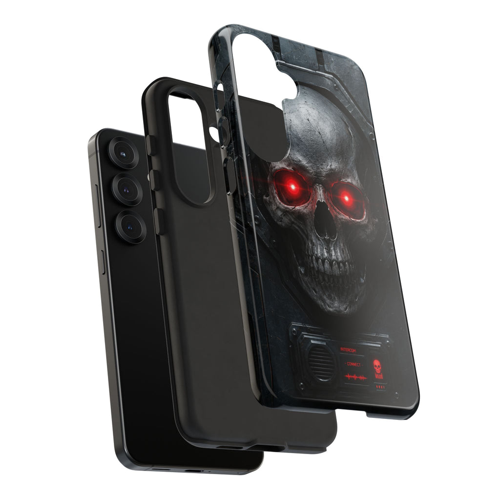Skull Sentinel Phone Case — Red-Eyed Tactical Skull Protective Case