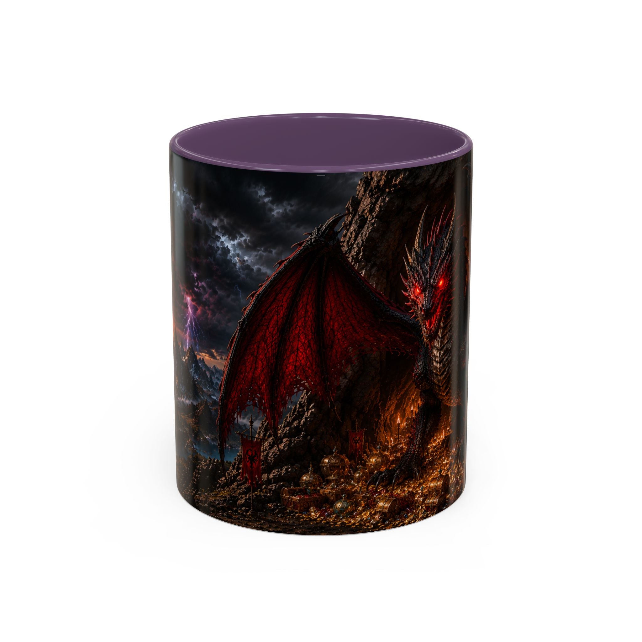 Dragon Coffee Mug — Dark Fantasy Red-Eyed Dragon Accent Mug (11/15oz)