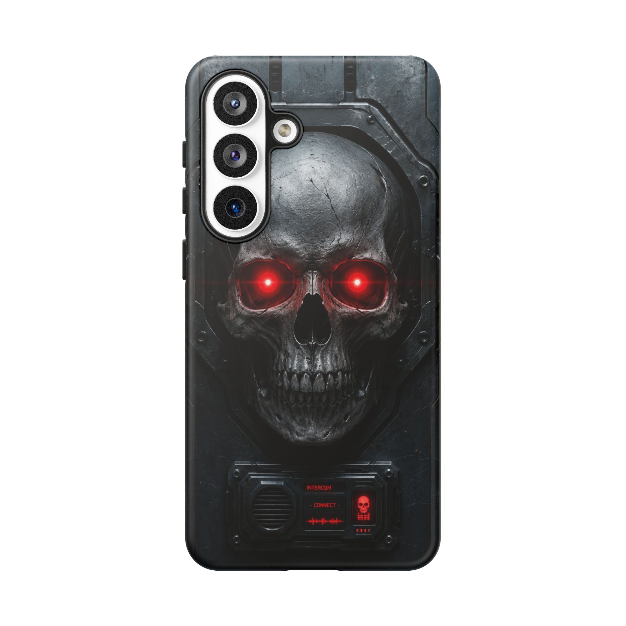 Skull Sentinel Phone Case — Red-Eyed Tactical Skull Protective Case