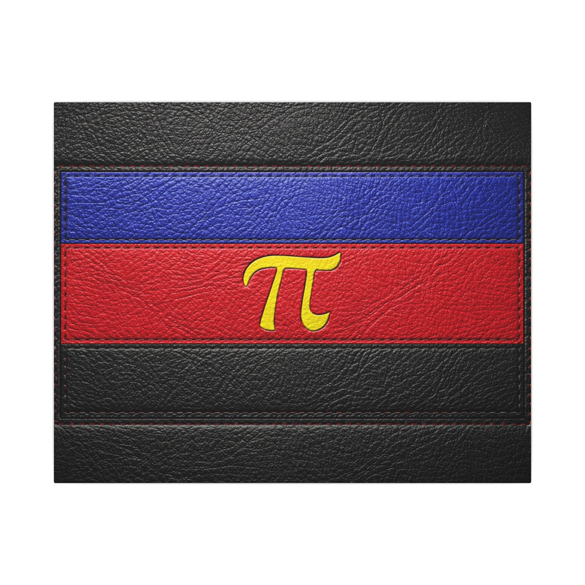 Polyamorous Symbol Leather Flag Canvas Print — Blue & Red Striped Matte Wall Art
