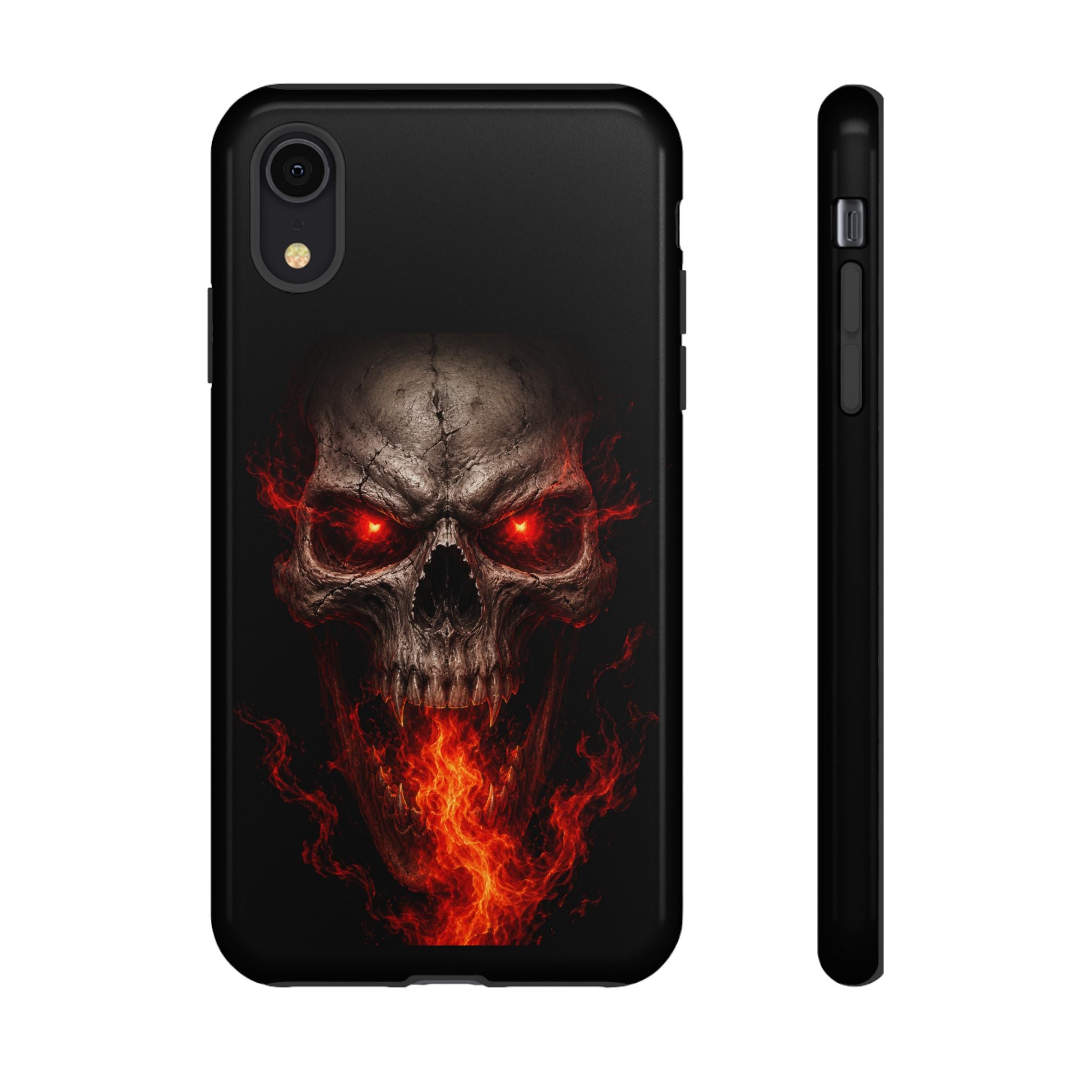 Flaming Skull Tough Case — Heavy-Duty Phone Case with Red-Eye Skull Design
