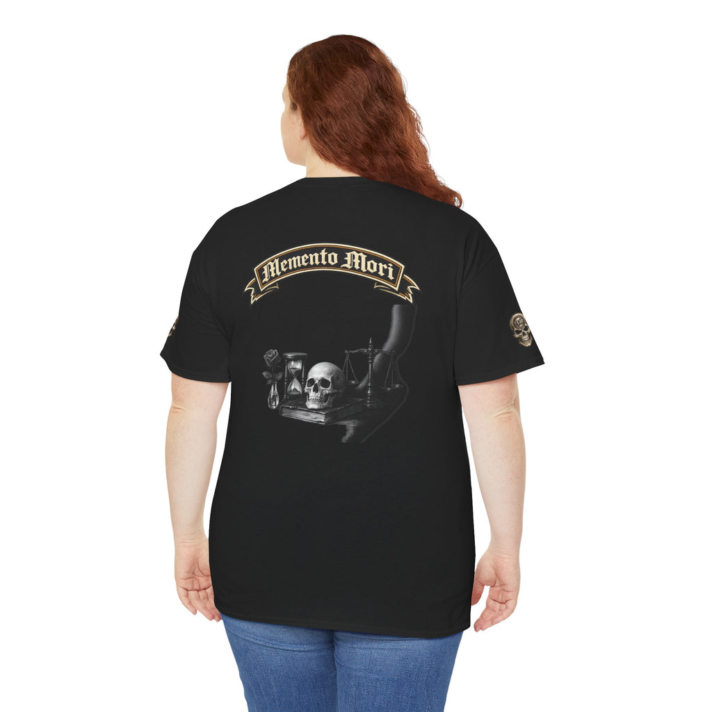 Premium Memento Mori Tee — Stoic Bust & Skull Graphic T-Shirt
