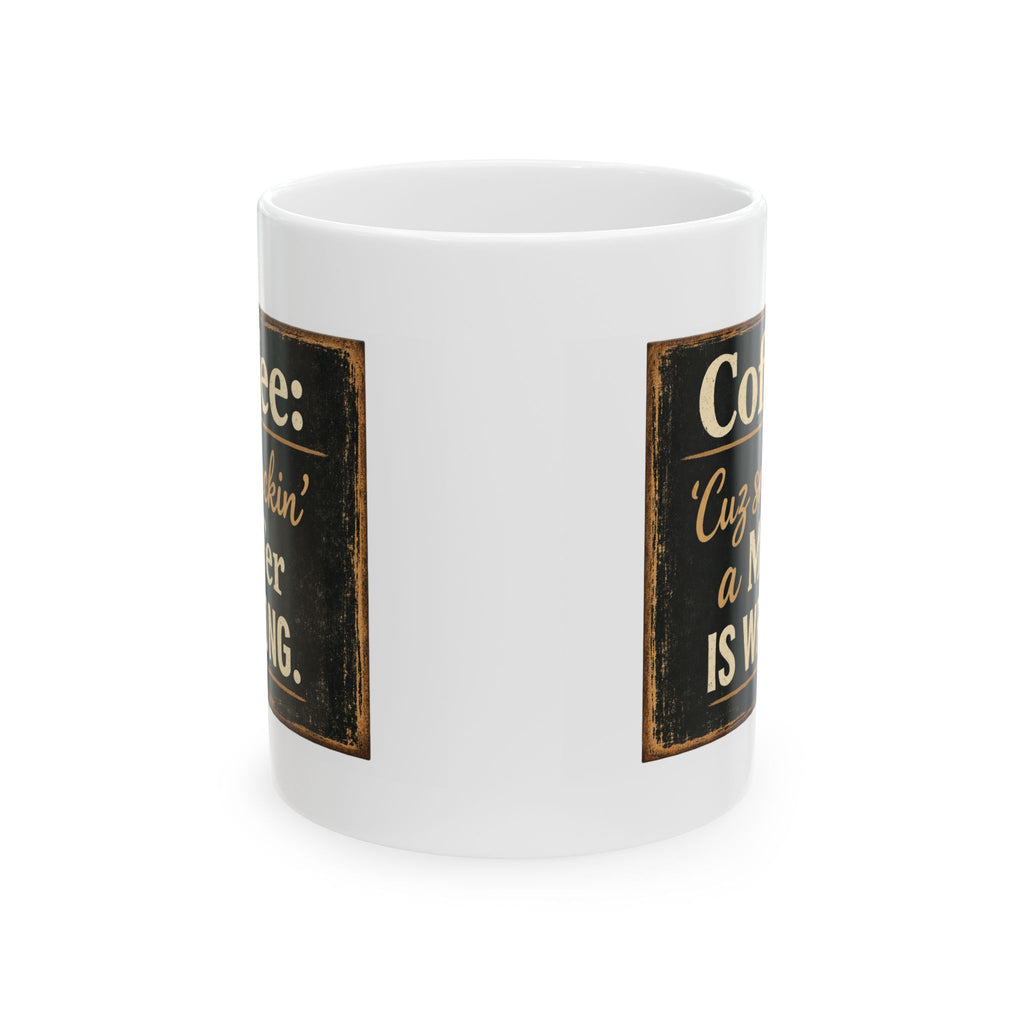 Funny Coffee Mug - “Coffee: 'Cuz smackin’ a MF’er is Wrong.” Retro Typography Gift