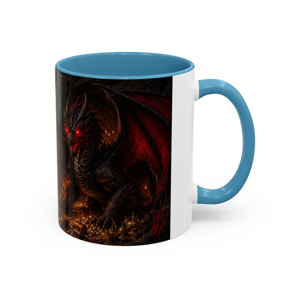 Dragon Coffee Mug — Dark Fantasy Red-Eyed Dragon Accent Mug (11/15oz)