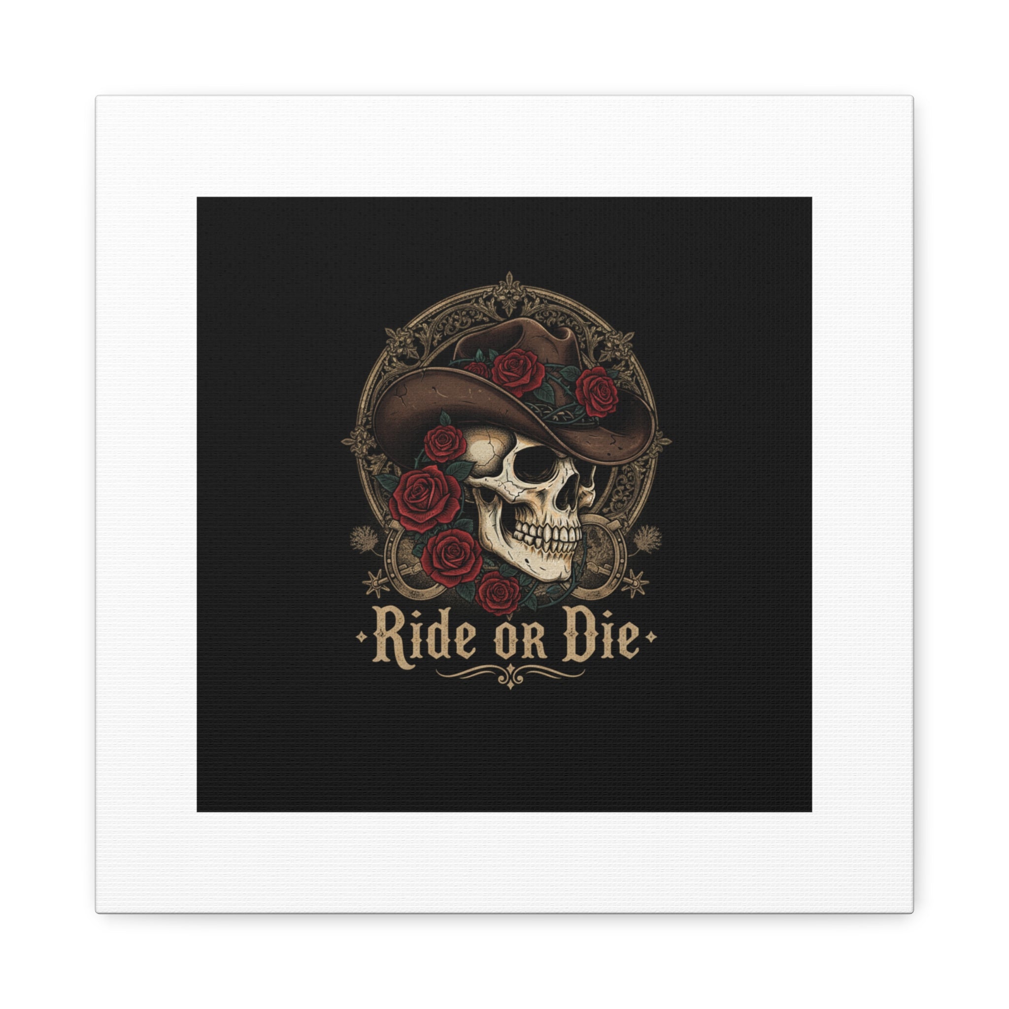 Ride or Die Skull Canvas | Western Skull Art, Gothic Americana