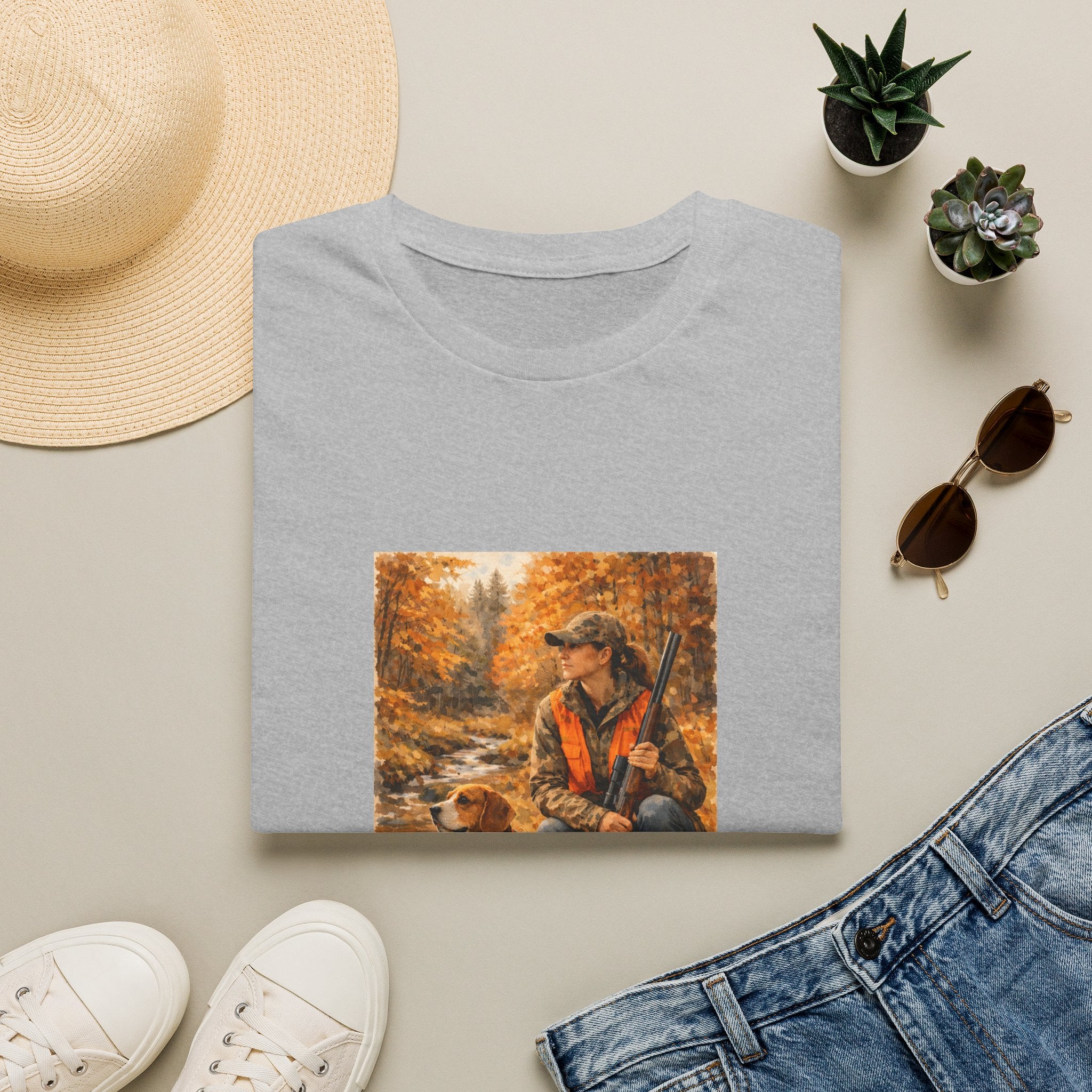 Hunting With Dog Tee — Autumn Camouflage Retriever Forest Shirt
